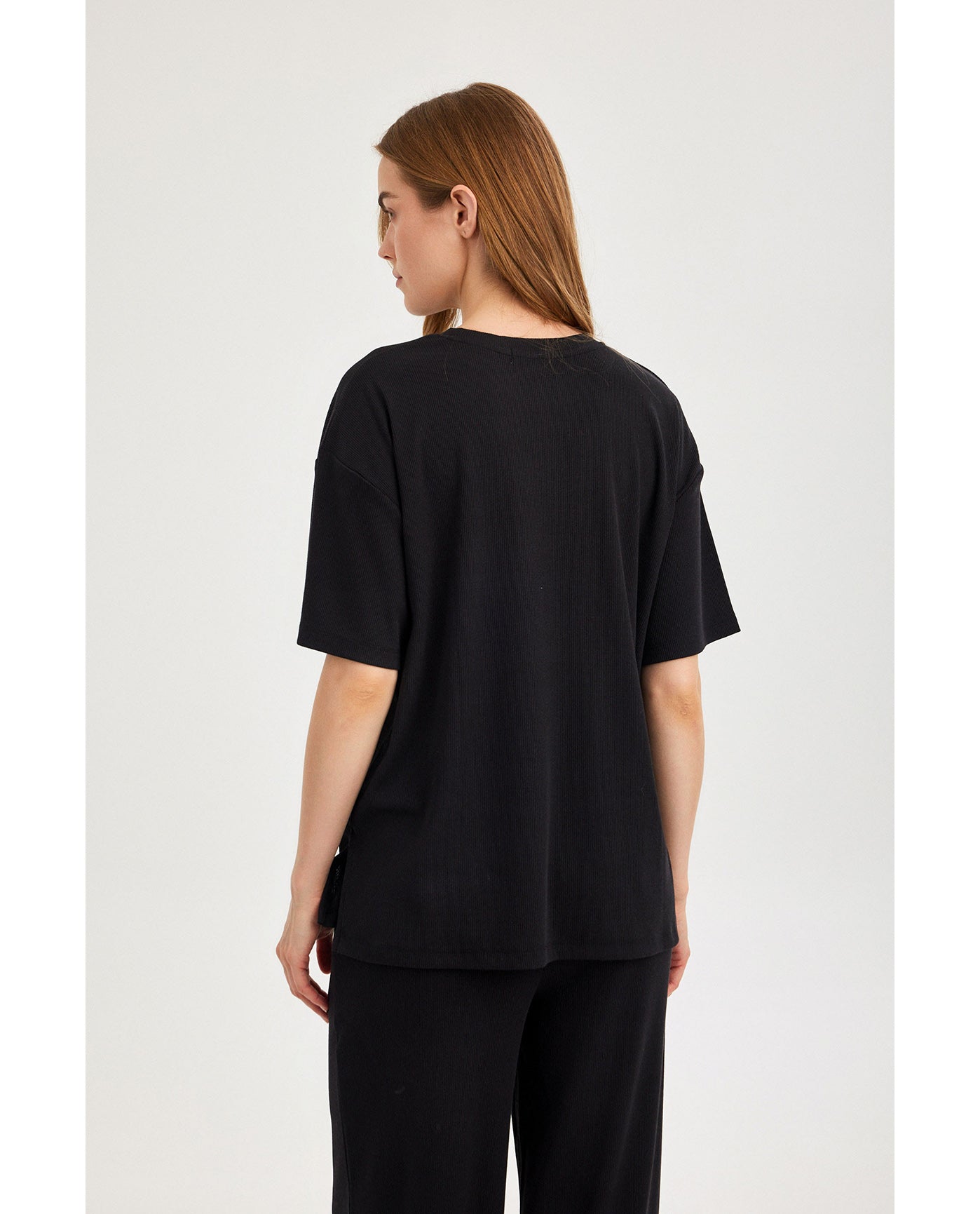 Gottex Beach LifeSummer Lounge Ribbed T Shirt-BlackLoungewear