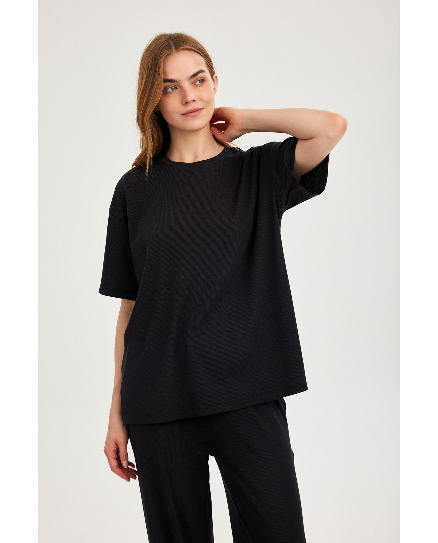 Gottex Beach LifeSummer Lounge Ribbed T Shirt-BlackLoungewear
