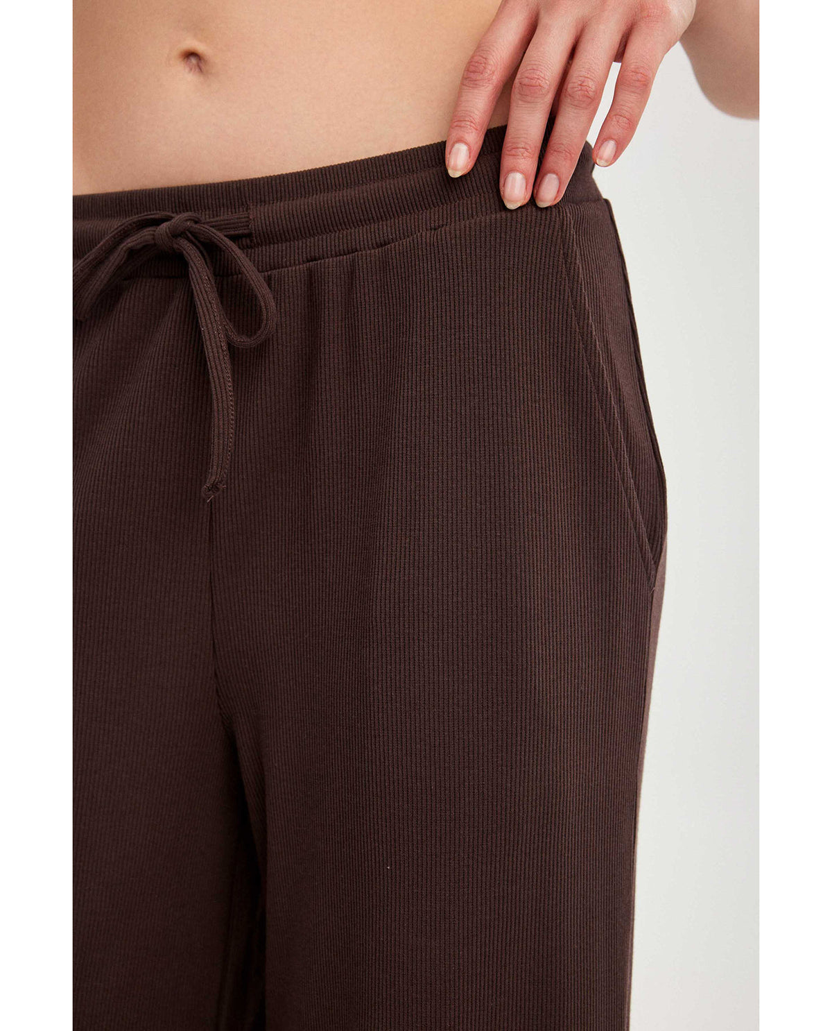 Gottex Beach LifeSummer Lounge Ribbed Wide Leg Pant-BrownLoungewear