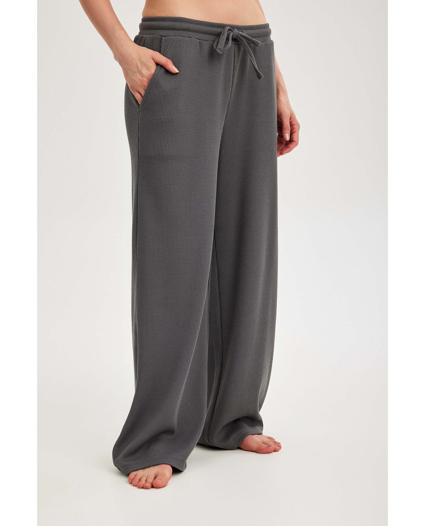Gottex Beach LifeSummer Lounge Waffle Wide Leg Pant-Dark GreyLoungewear