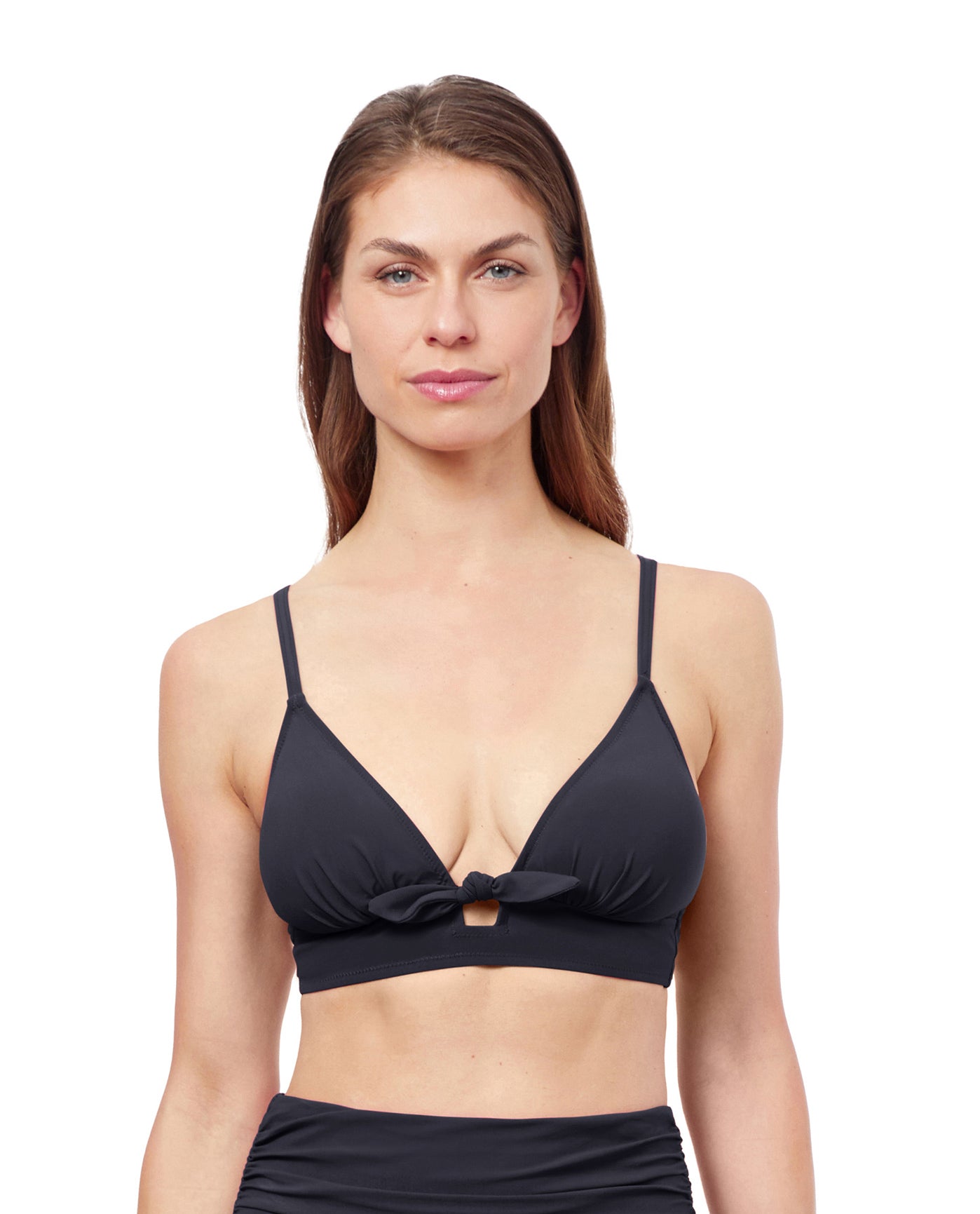 Dandy Bow Tie Bikini Swim Top-Black