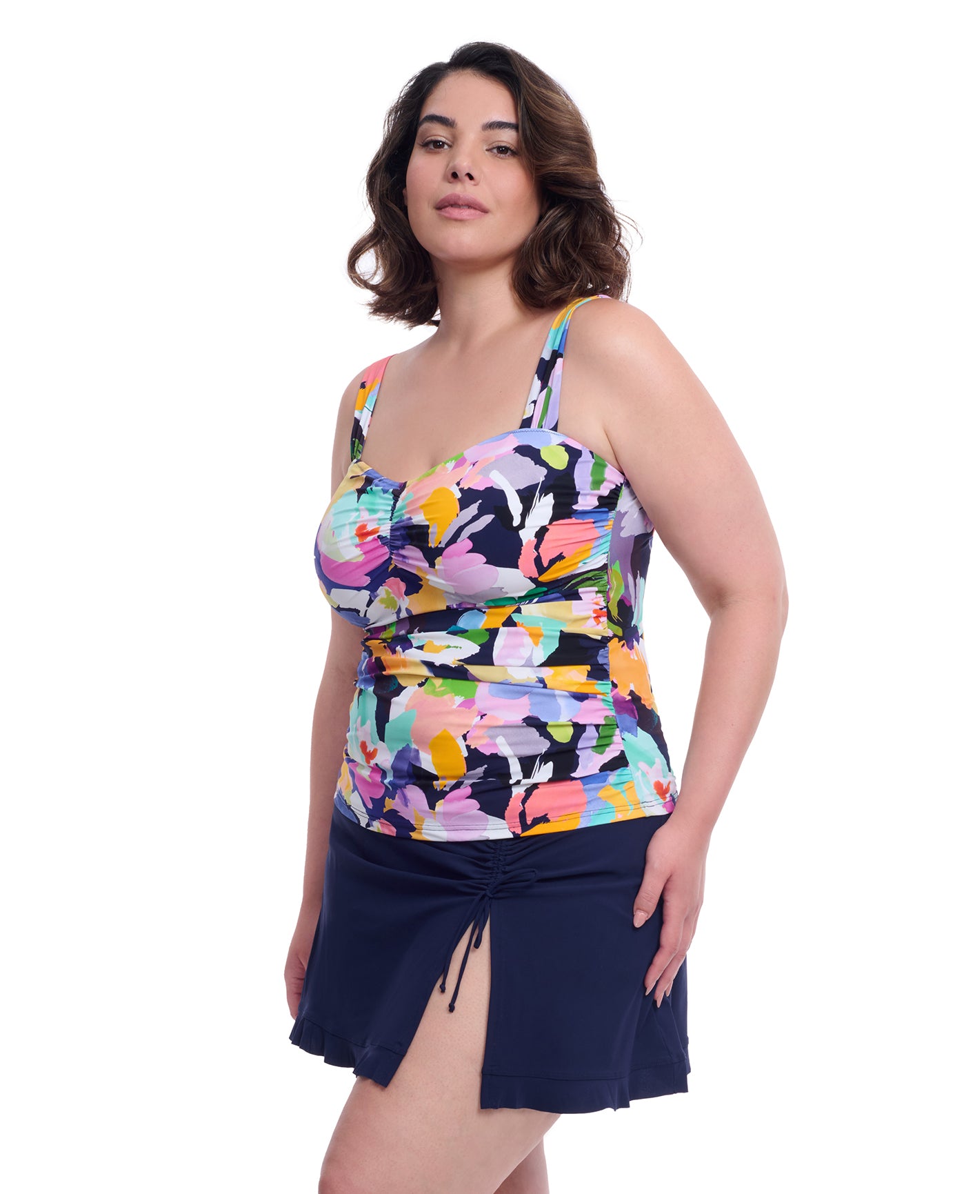 Holi Plus Size Sweetheart Underwire Tankini Top-Multi