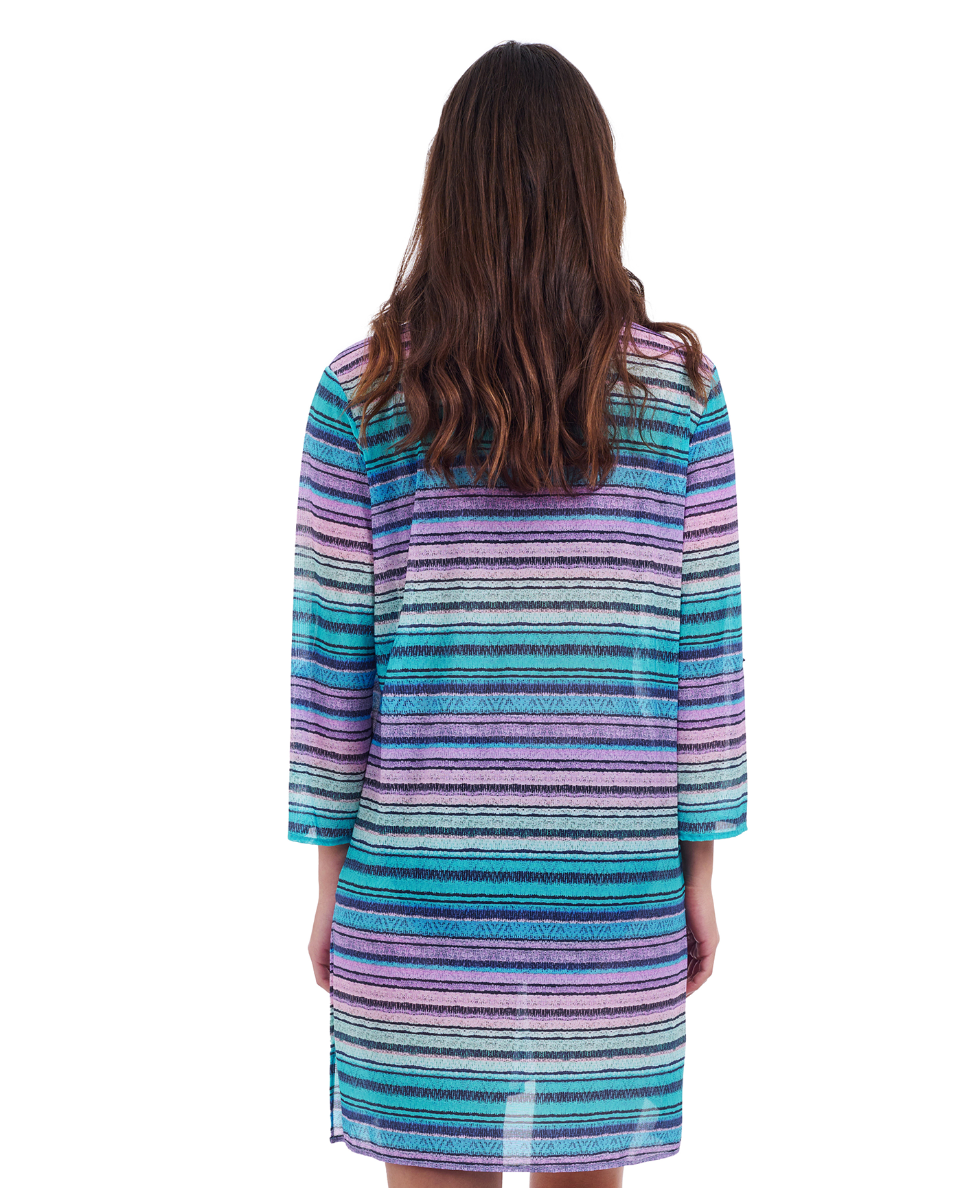Harmony V-Neck Long Sleeve Mesh Tunic Cover Up