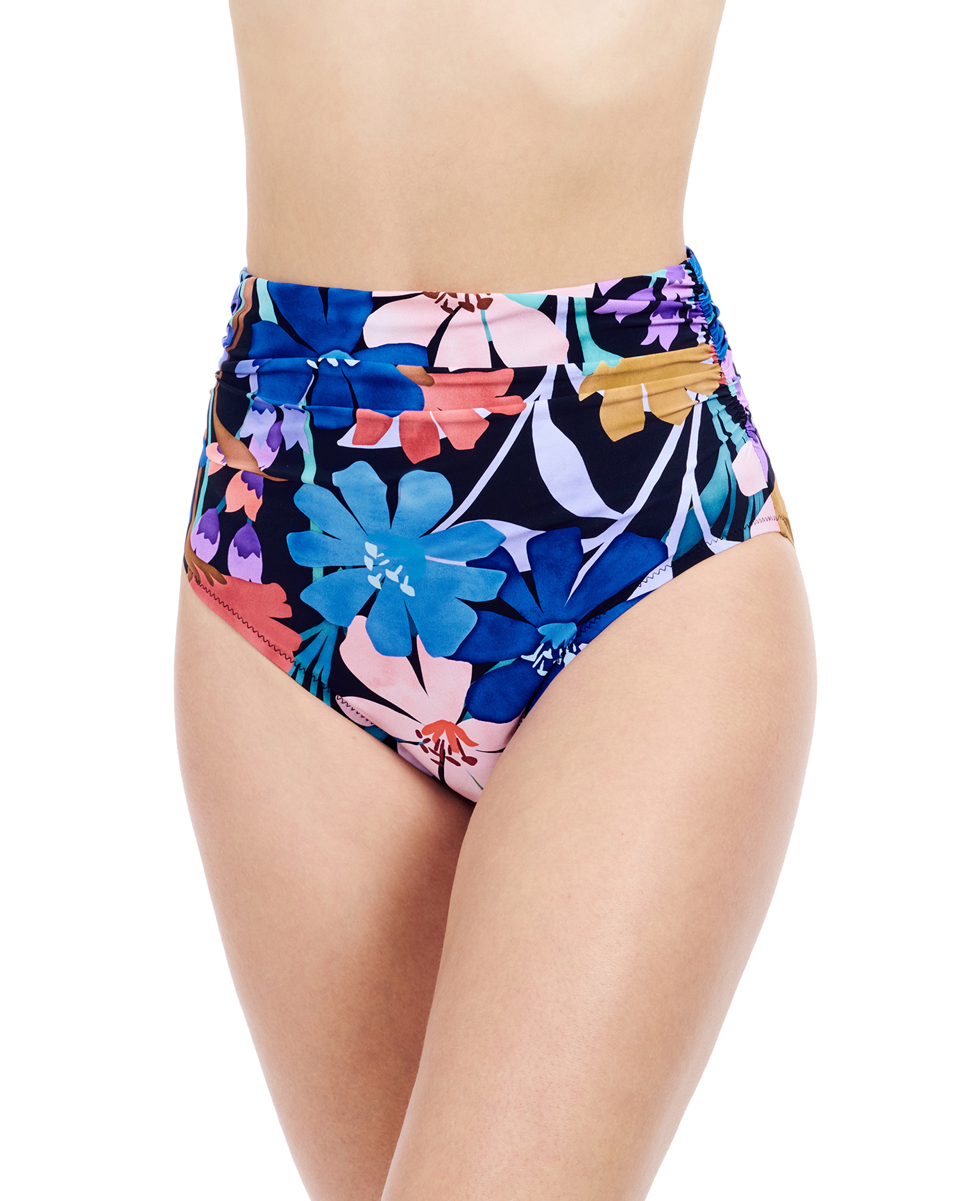 Profile By Gottex Melody Shirred High Waist Swim Bottom | Profile Melody Black Multi