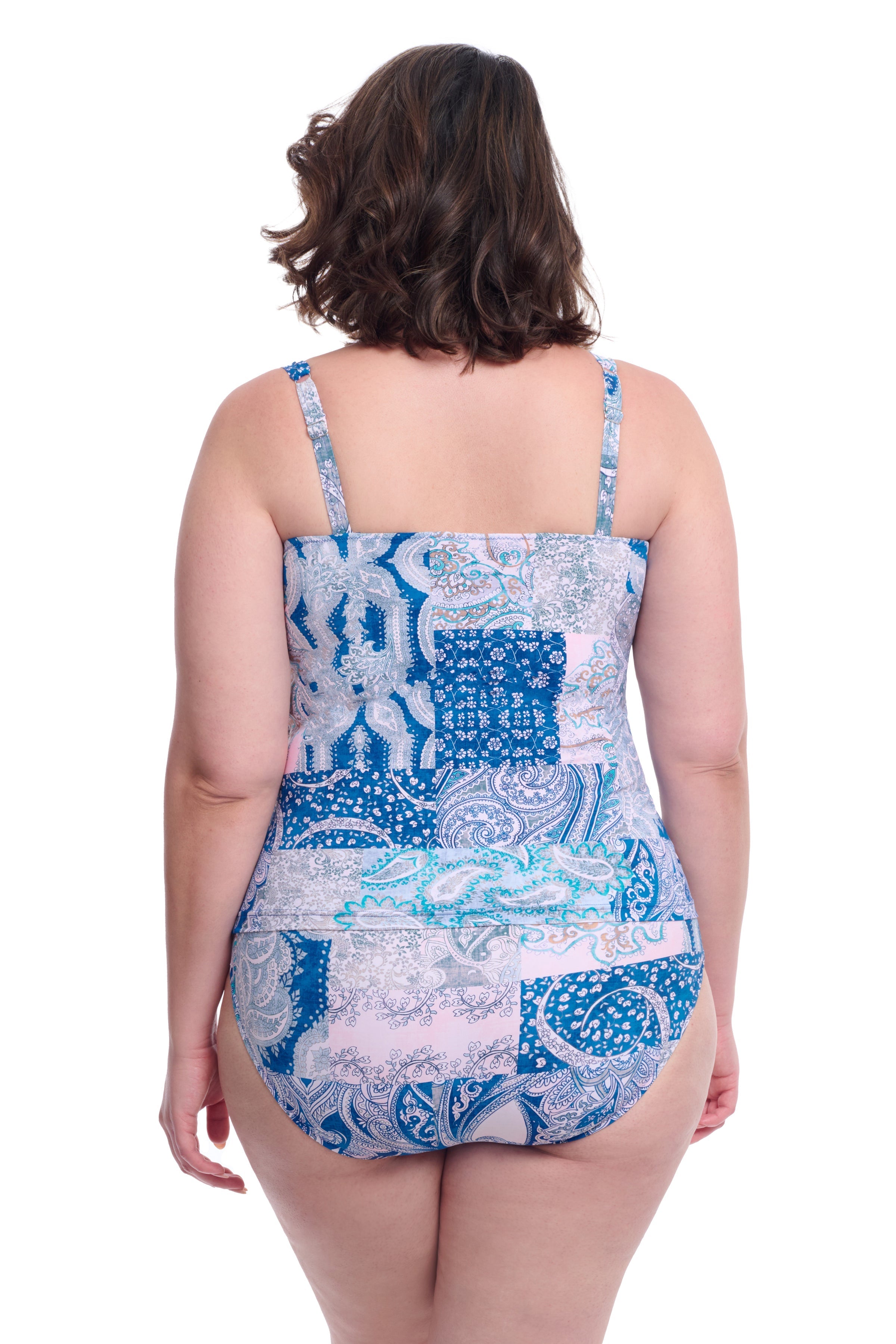 Profile By Gottex Karma Plus Size Underwire Bandeau Swimdress | Profile Karma Blue Multi