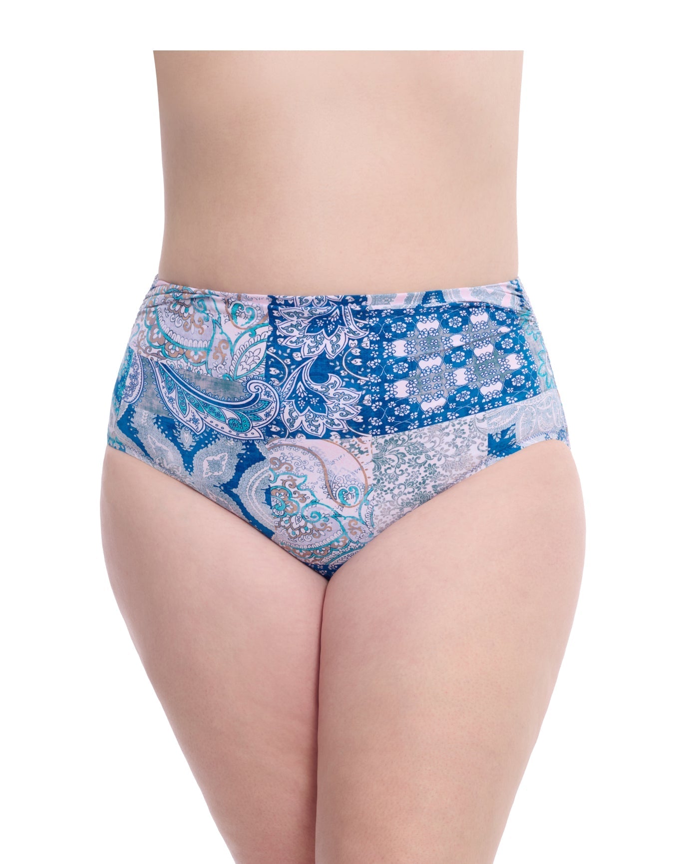 Profile By Gottex Karma Plus Size High Waist Swim Bottom | Profile Karma Blue Multi