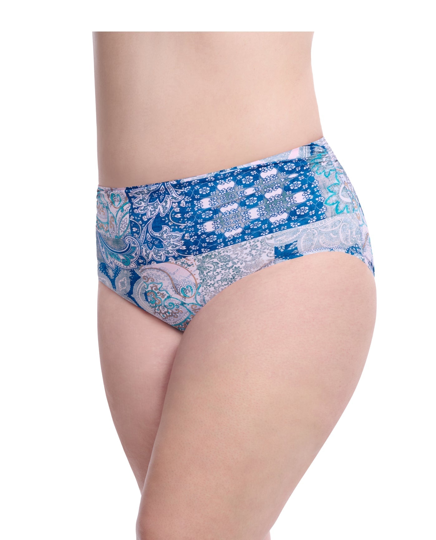Profile By Gottex Karma Plus Size High Waist Swim Bottom | Profile Karma Blue Multi