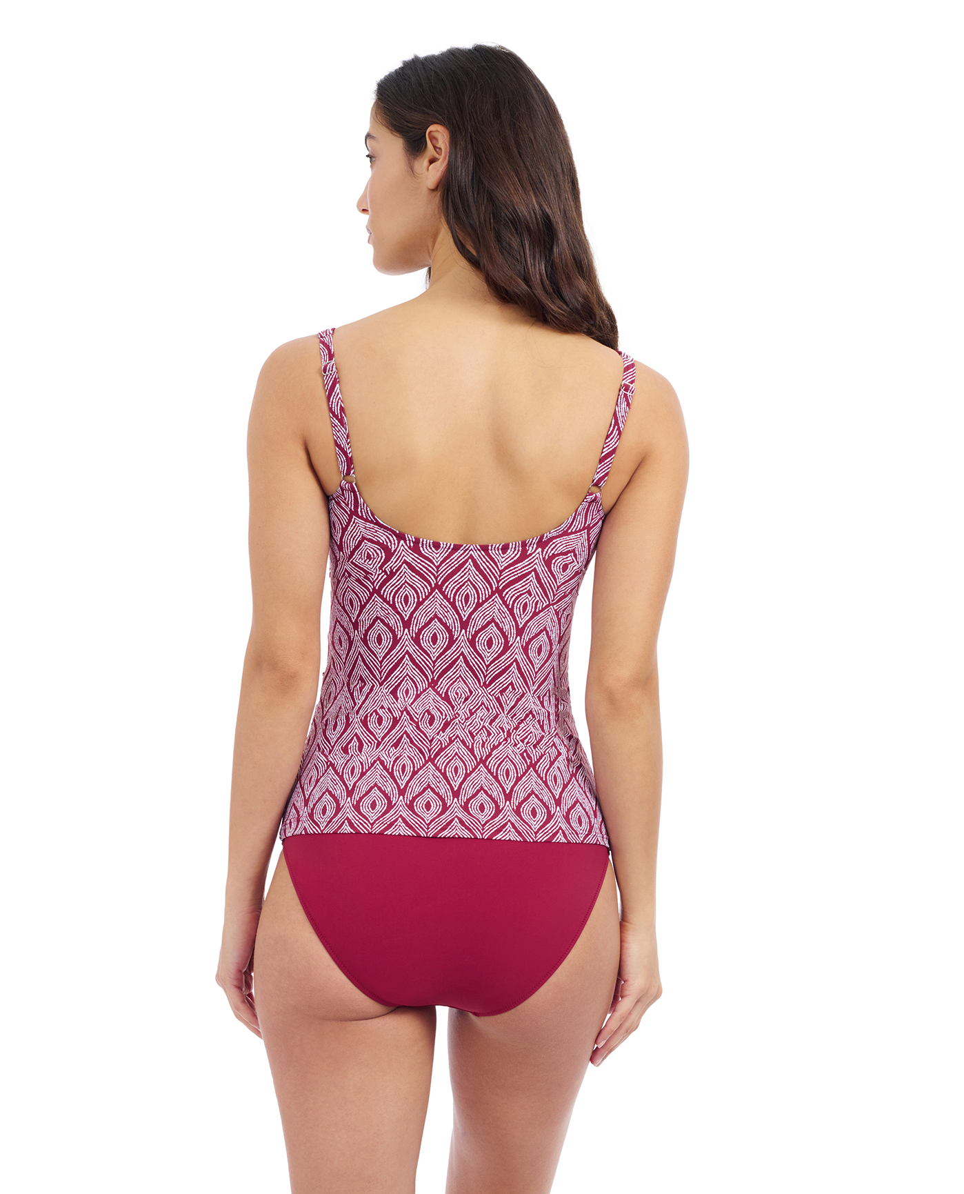 Profile By Gottex Plume D Cup Underwire Tankini | Profile Plume Brick and White