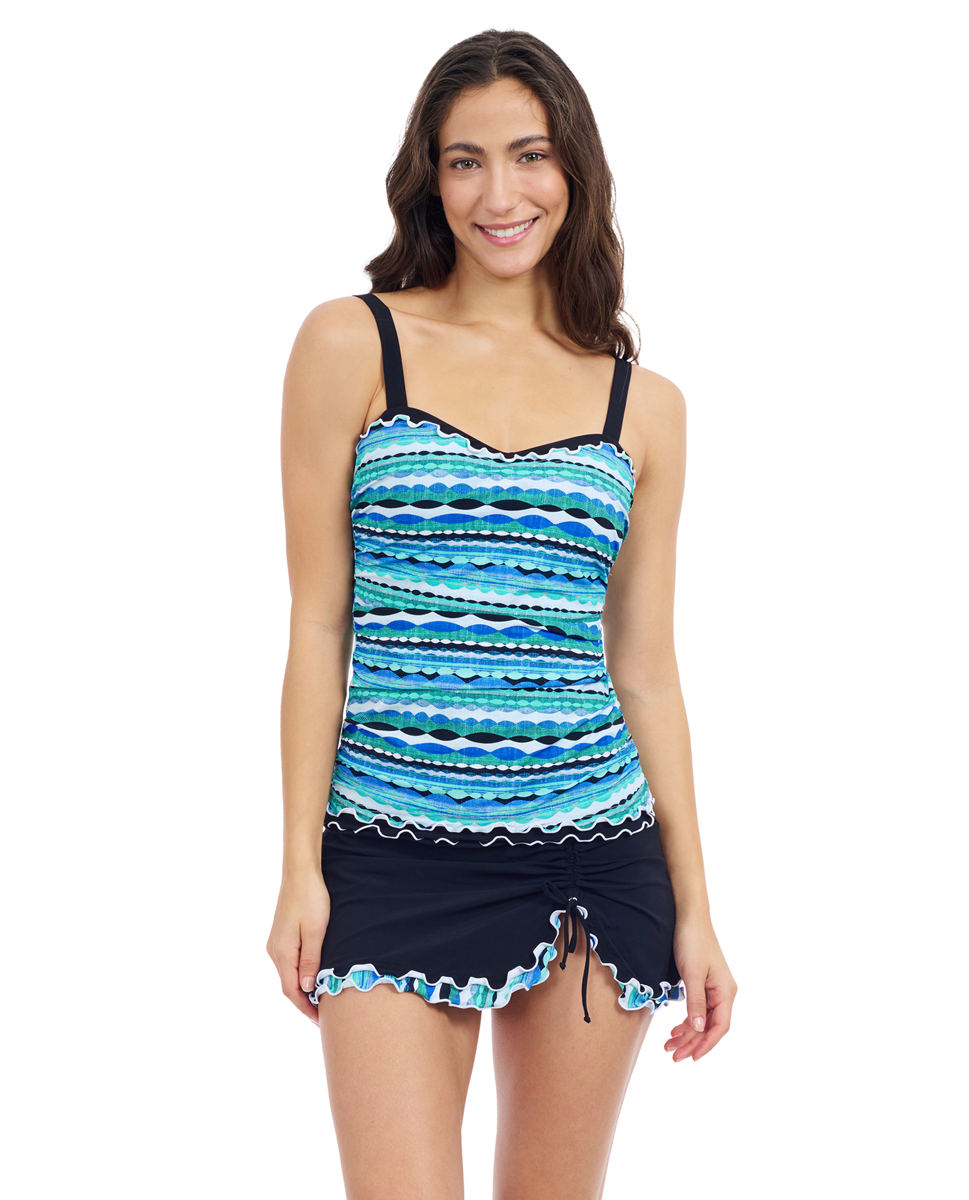 Profile By Gottex Bachata D Cup Underwire Tankini | Bachata Blue Multi