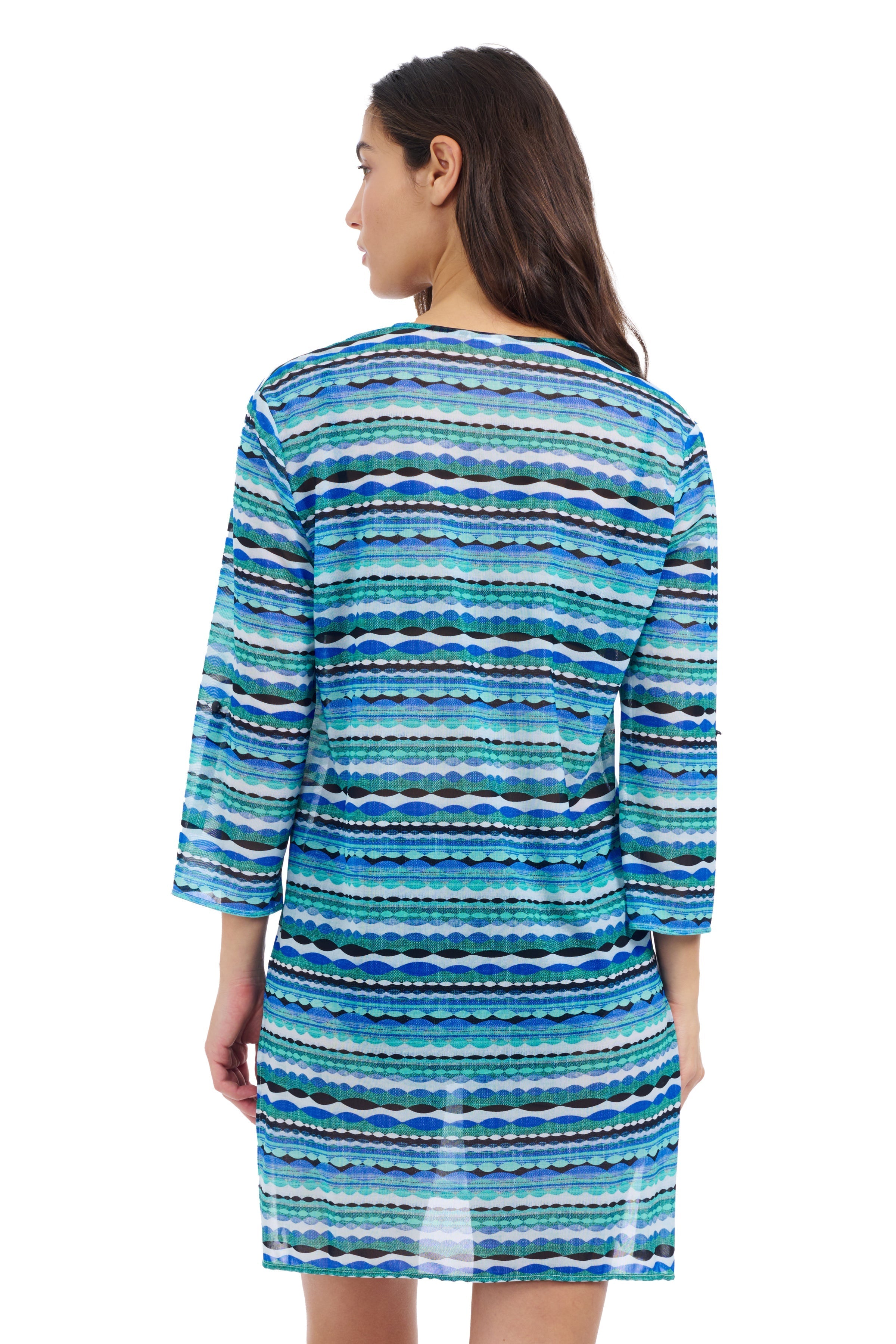 Profile By Gottex Bachata Tunic Cover Up Dress | Bachata Blue Multi