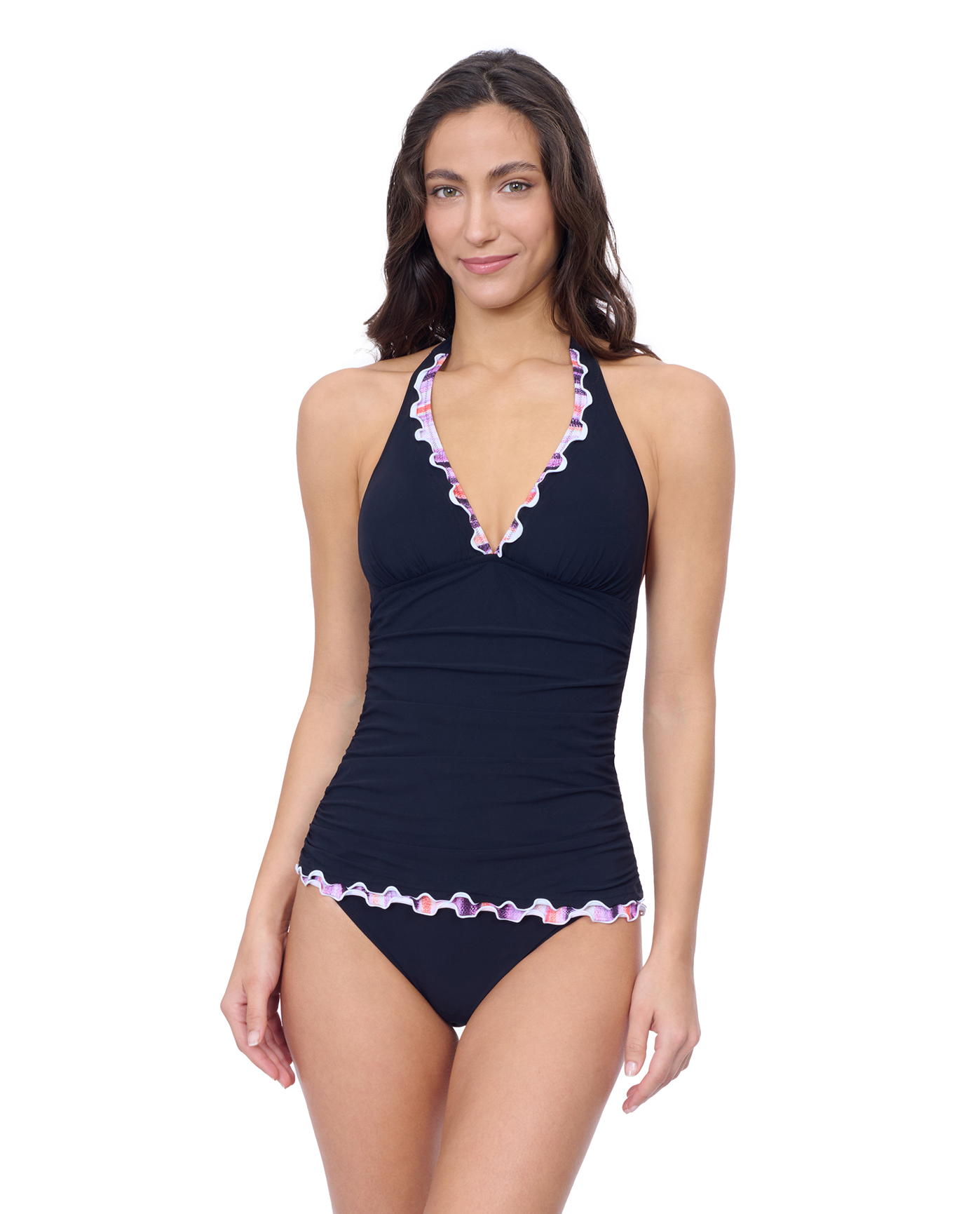 Riga Tricolore Solid Halter Tankini
