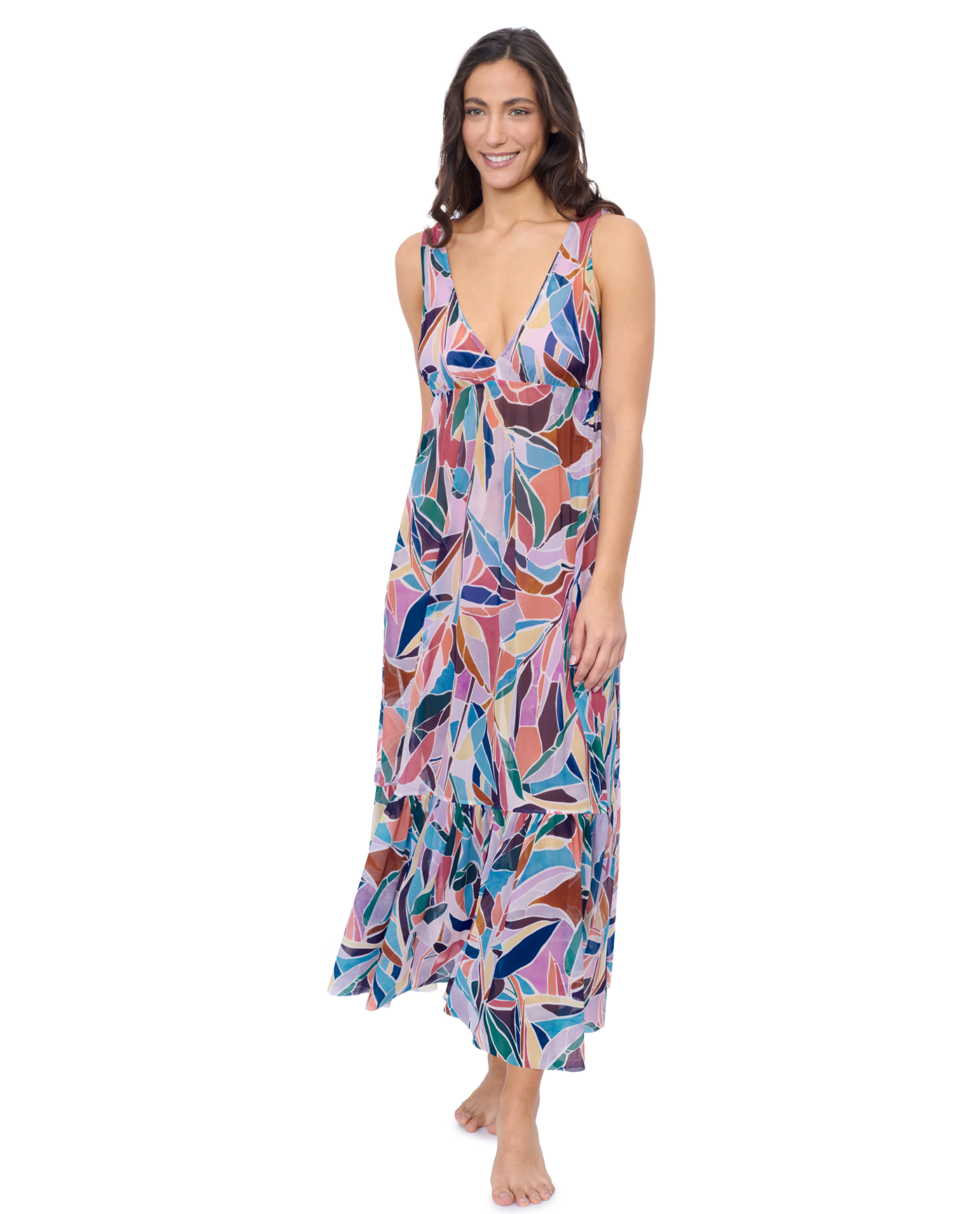 Aura V Neck Maxi Mesh Dress