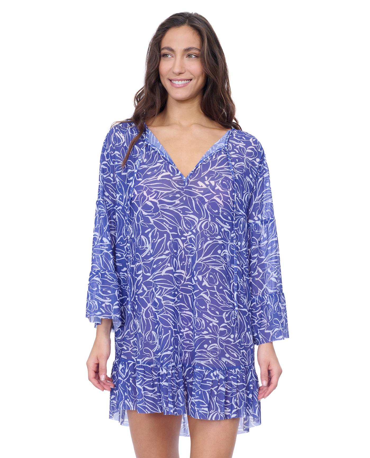 Tulip Mesh Tunic with Flounce Coverup