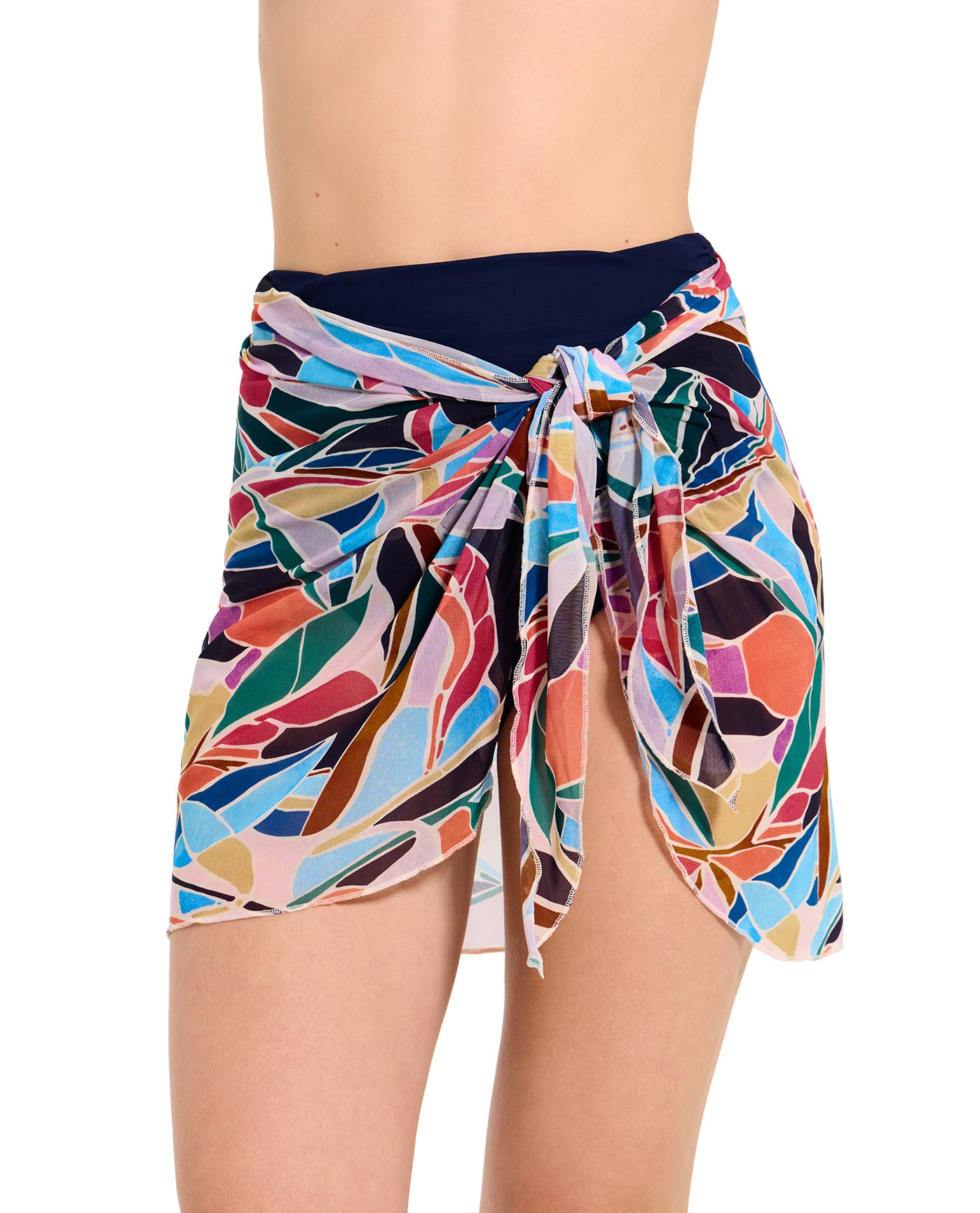 Mesh Sarong Wrap Skirt-Lilac mult