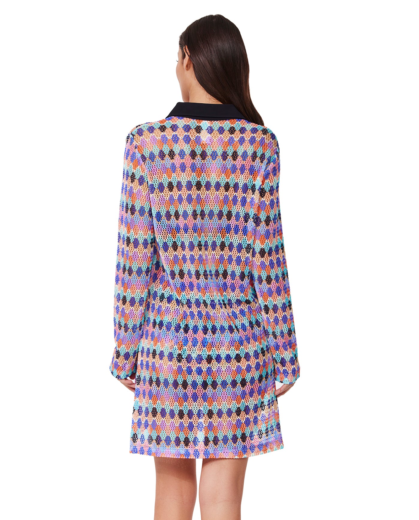 Retro Riviera Netted Crochet Buttoned Tunic Cover-Up