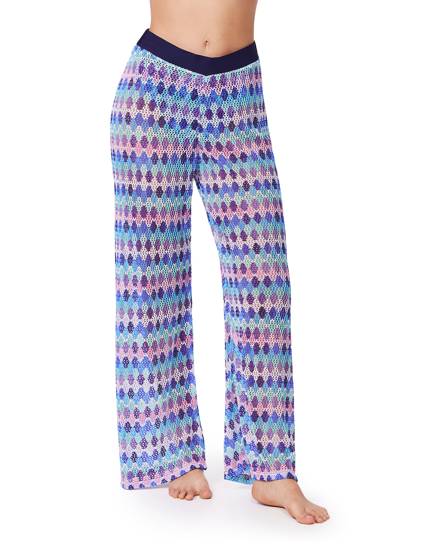 Retro Riviera Netted Crochet Beach Pant Cover-Up Multi
