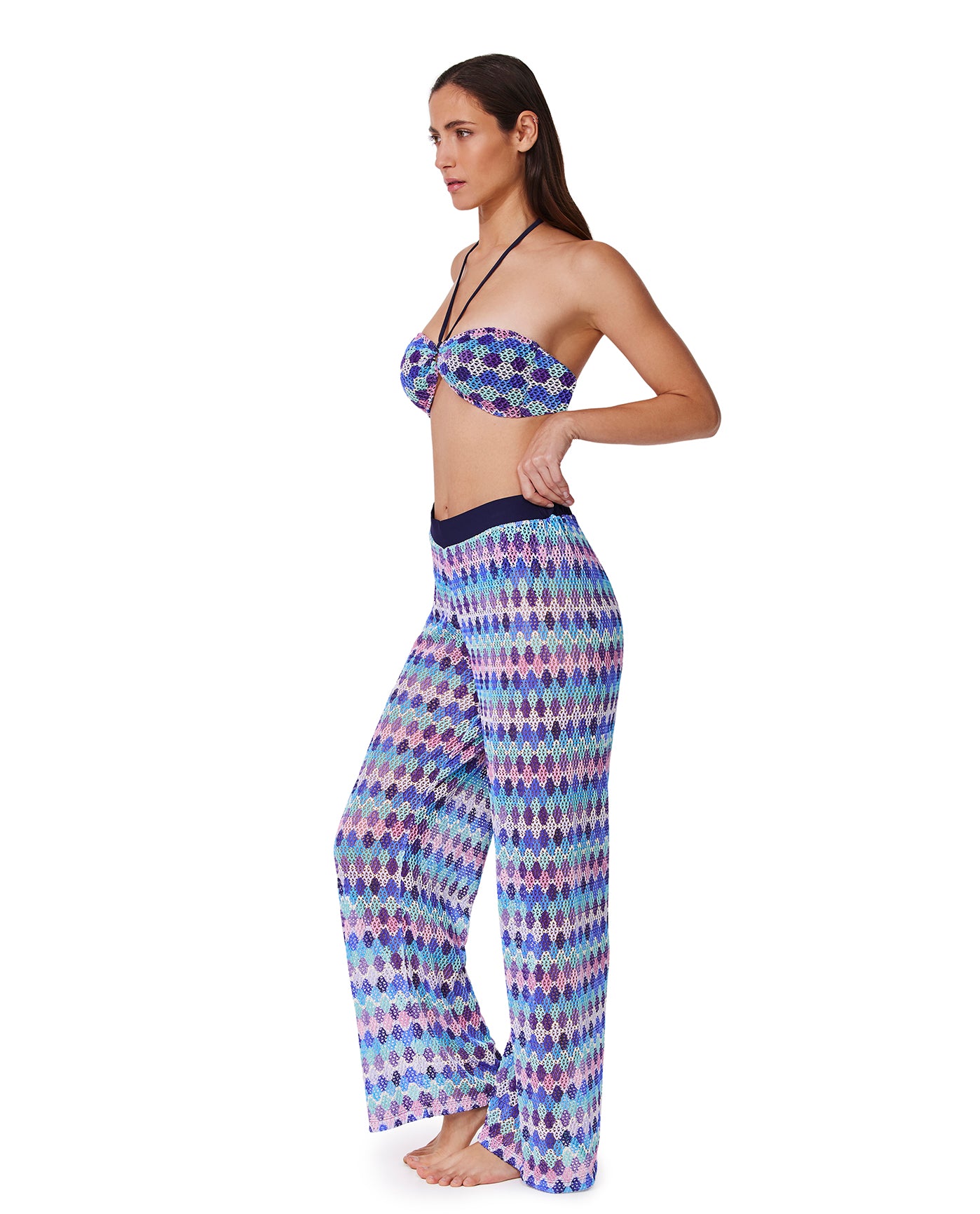 Retro Riviera Netted Crochet Beach Pant Cover-Up Multi