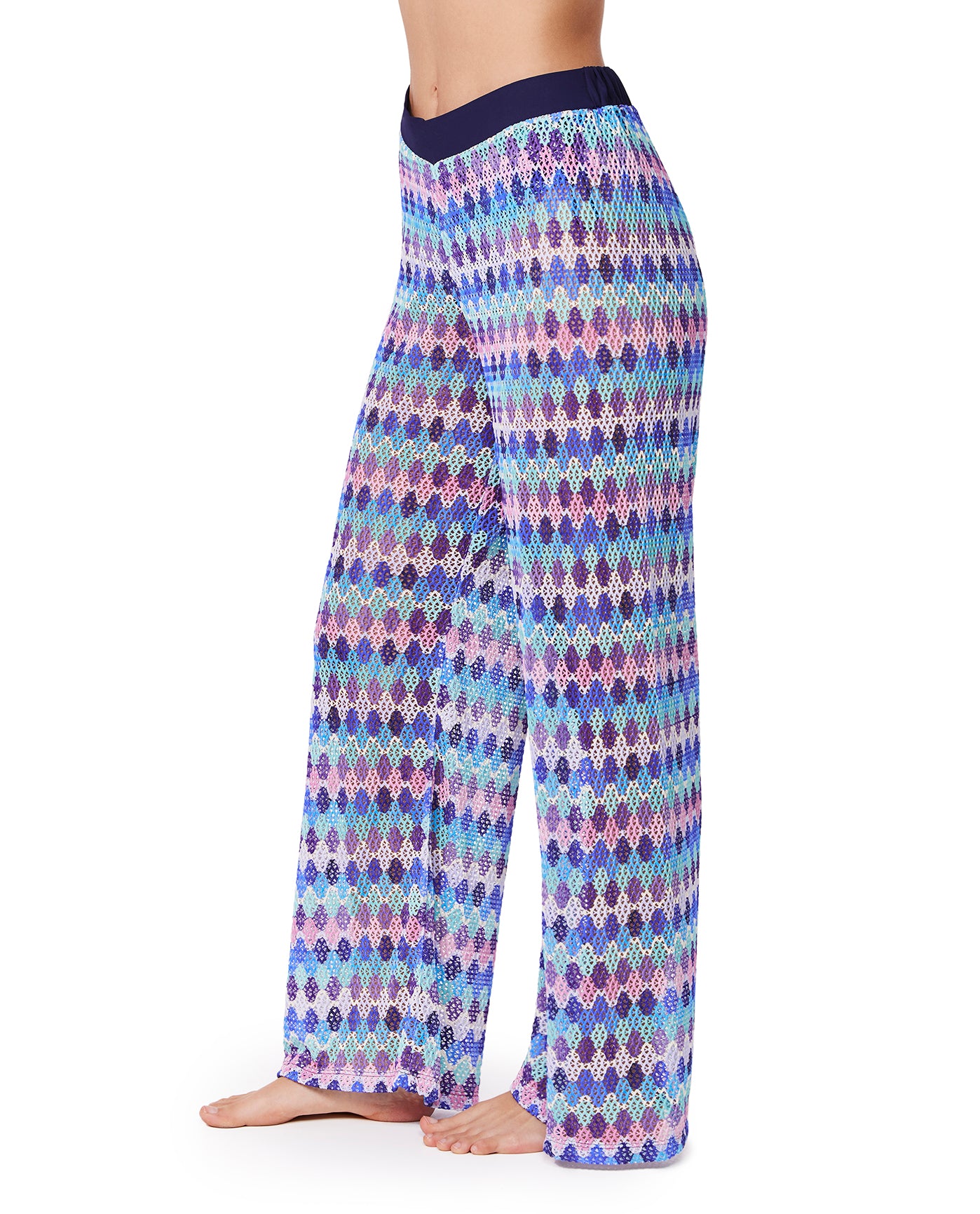 Retro Riviera Netted Crochet Beach Pant Cover-Up Multi