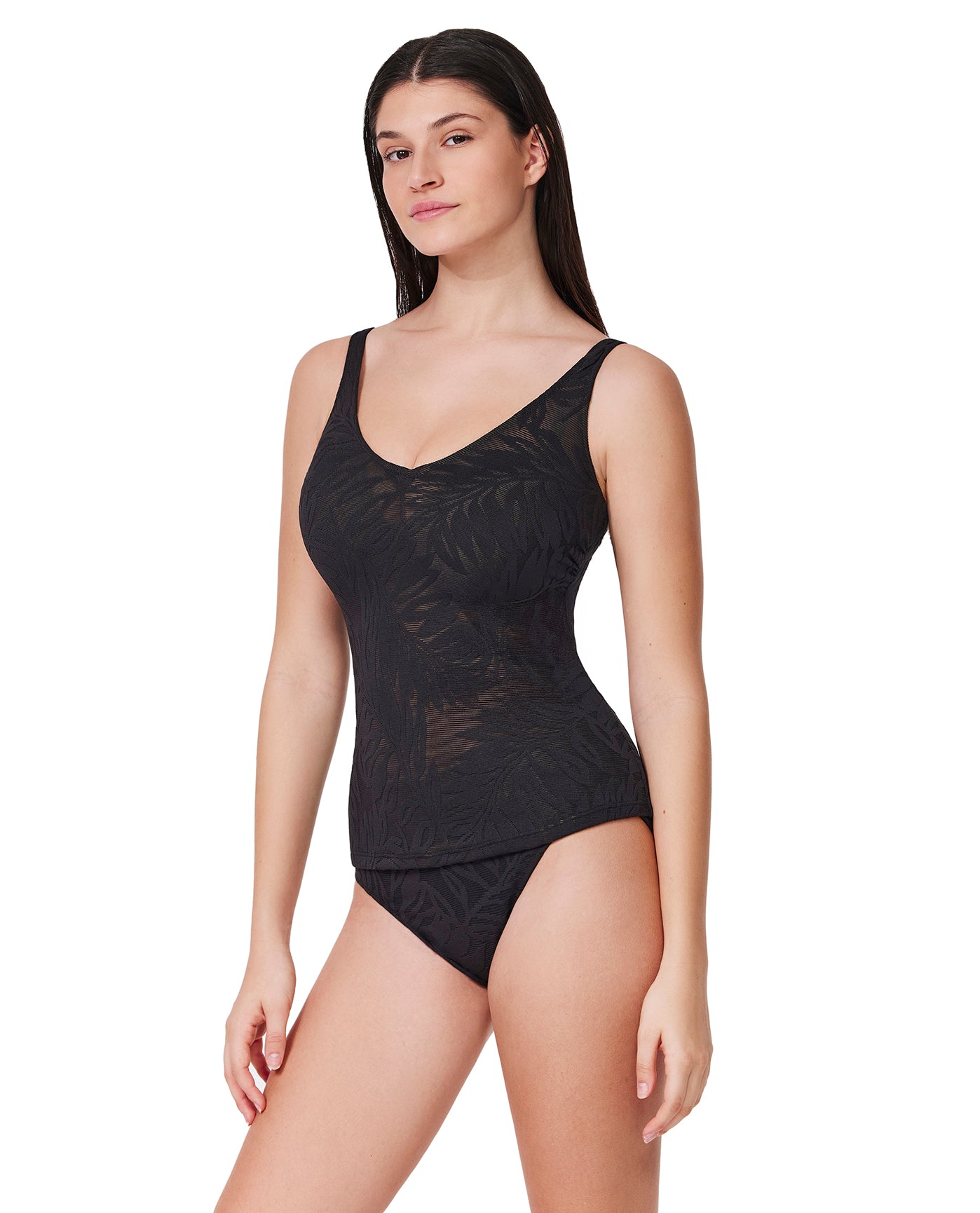 Skyfall Textured V-Neck D-Cup Tankini Top