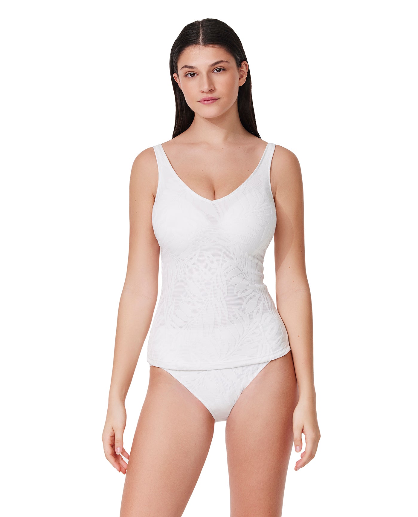 Skyfall Textured V-Neck D-Cup Tankini Top