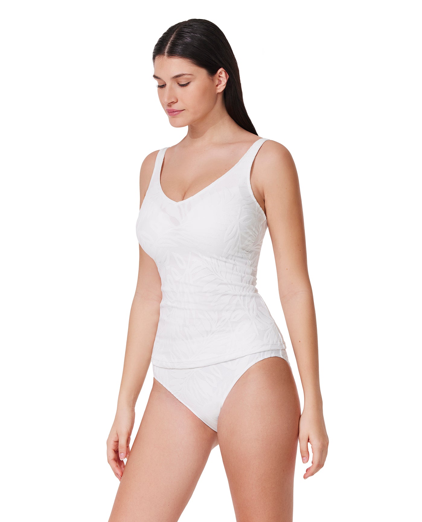 Skyfall Textured V-Neck D-Cup Tankini Top