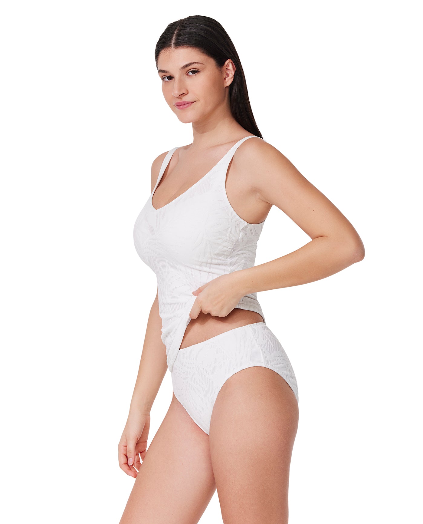 Skyfall Textured V-Neck D-Cup Tankini Top
