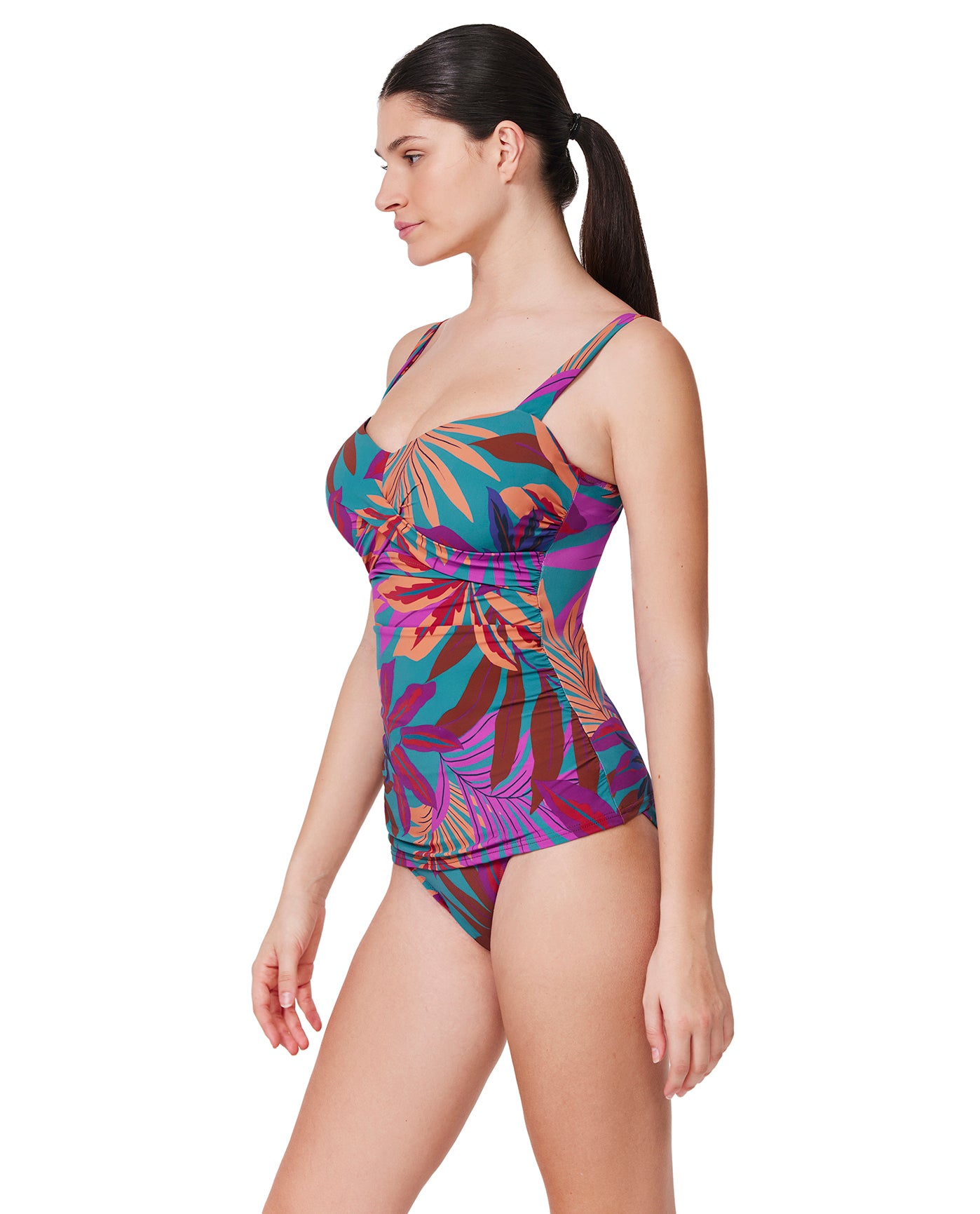 Plantopia D-Cup Tankini Top-Multi teal