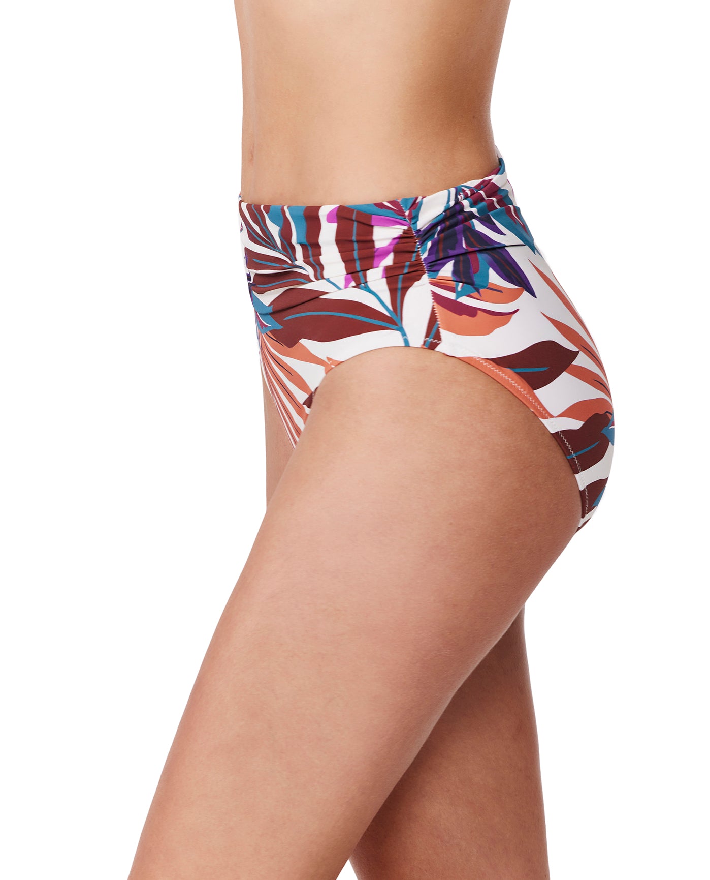 Plantopia Shirred High Waist Swim Bottom-Multi