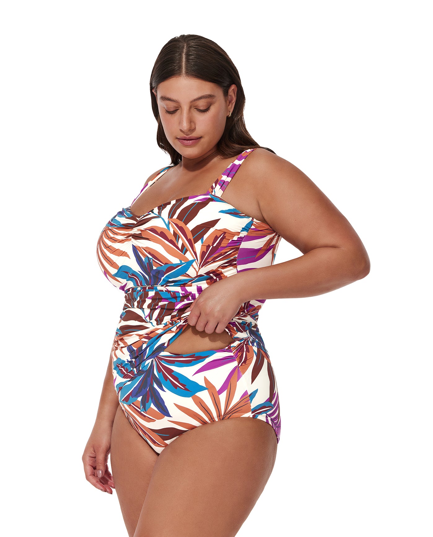 Plantopia Plus Size Tankini Top-Multi
