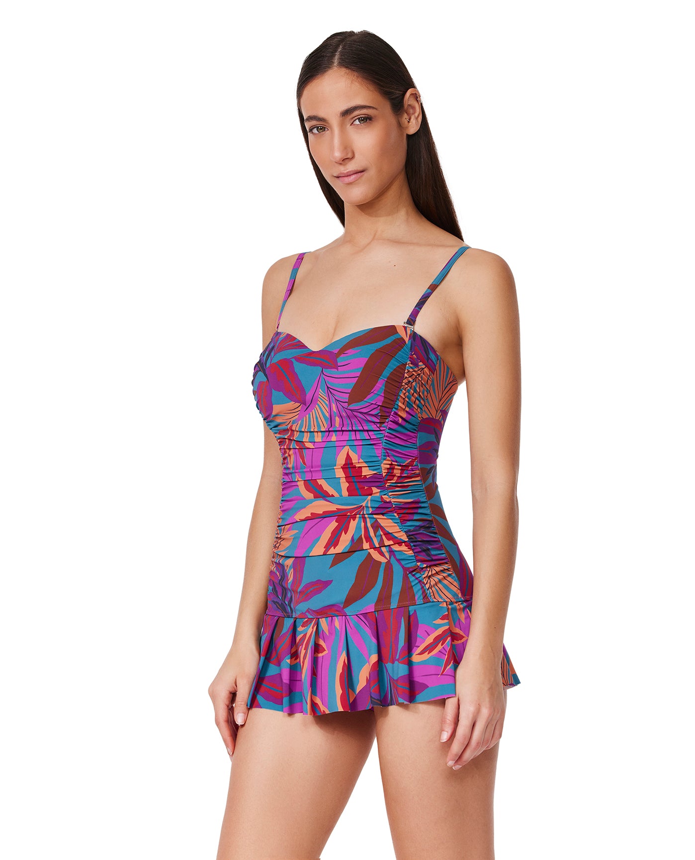 Plantopia Bandeau Swimdress -Multi teal