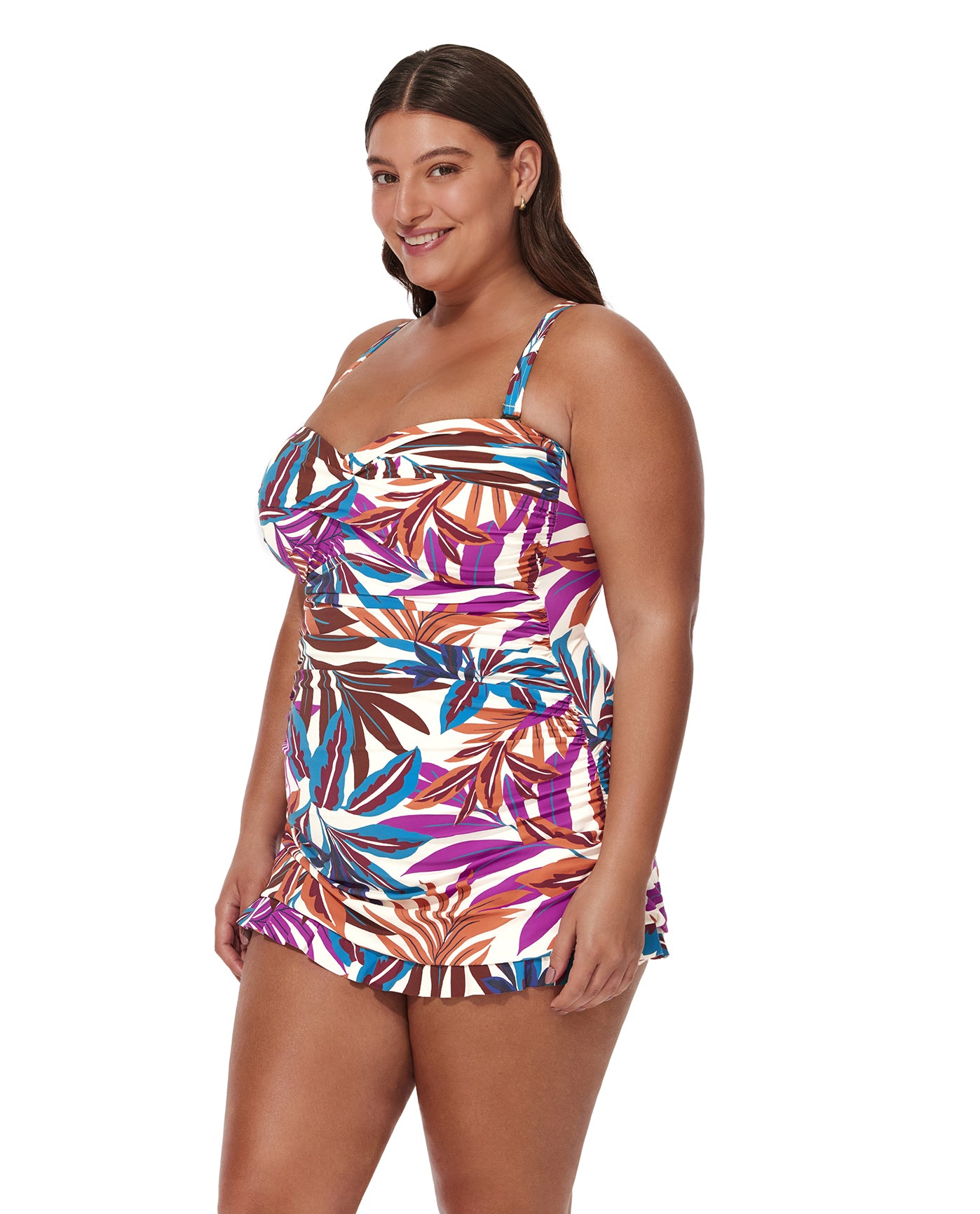 Plantopia Plus Size Bandeau Swimdress-Multi