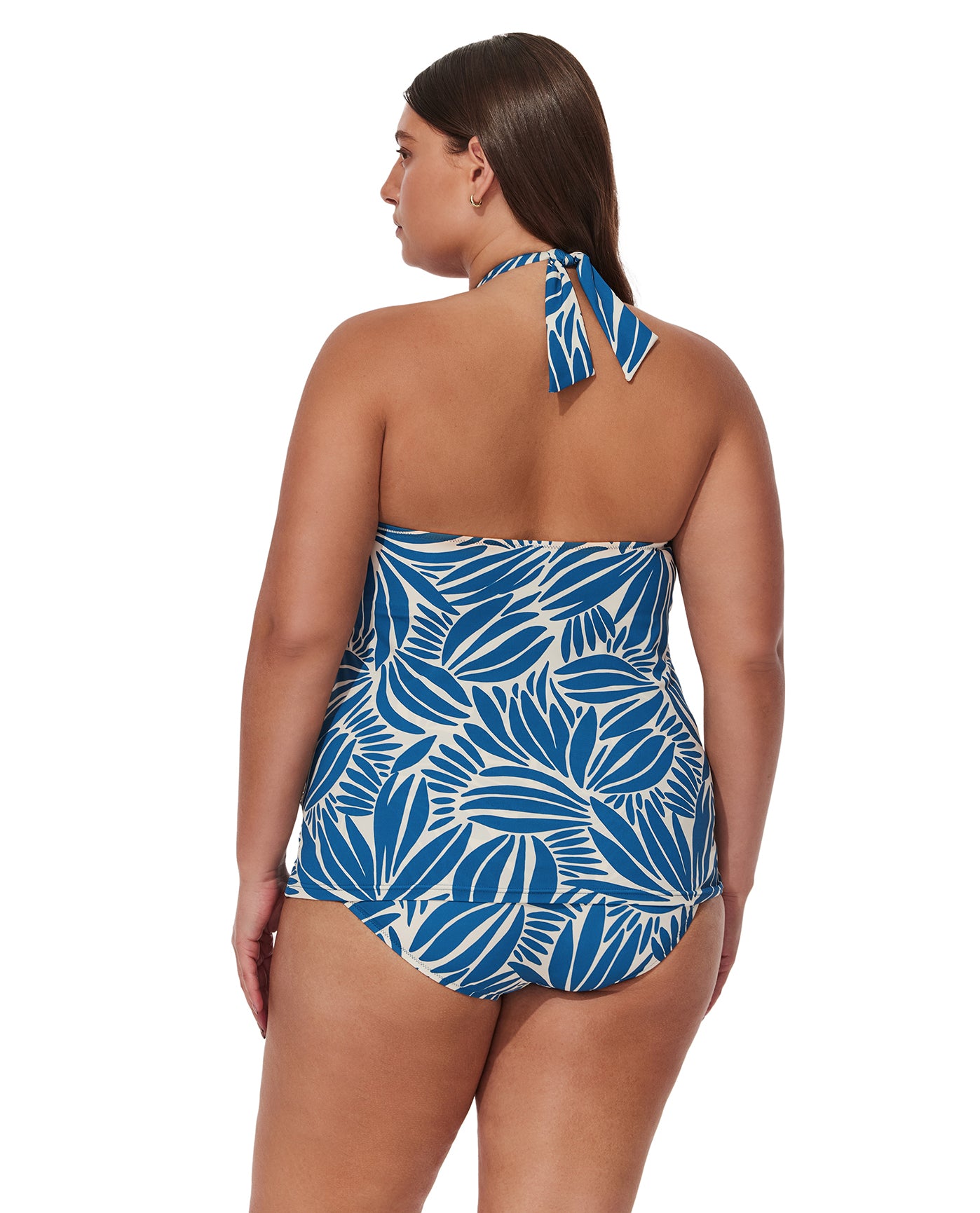 Comeback Plus Size Halter Tankini Top-Petr/whi