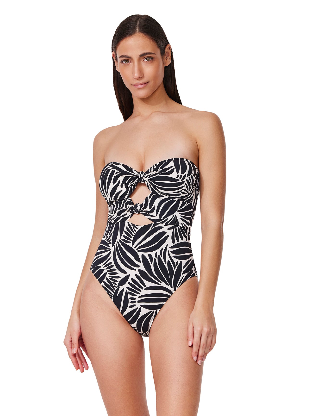 Comeback Cut Out Bandeau One Piece -Blk/wh