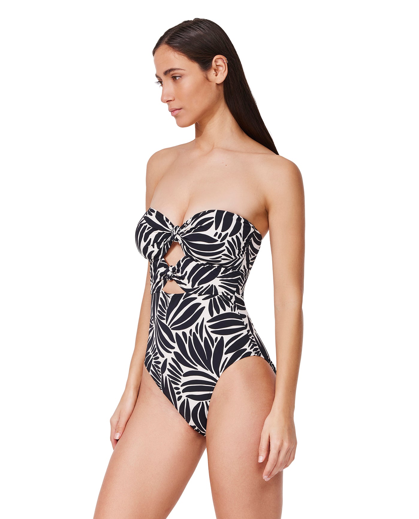 Comeback Cut Out Bandeau One Piece -Blk/wh