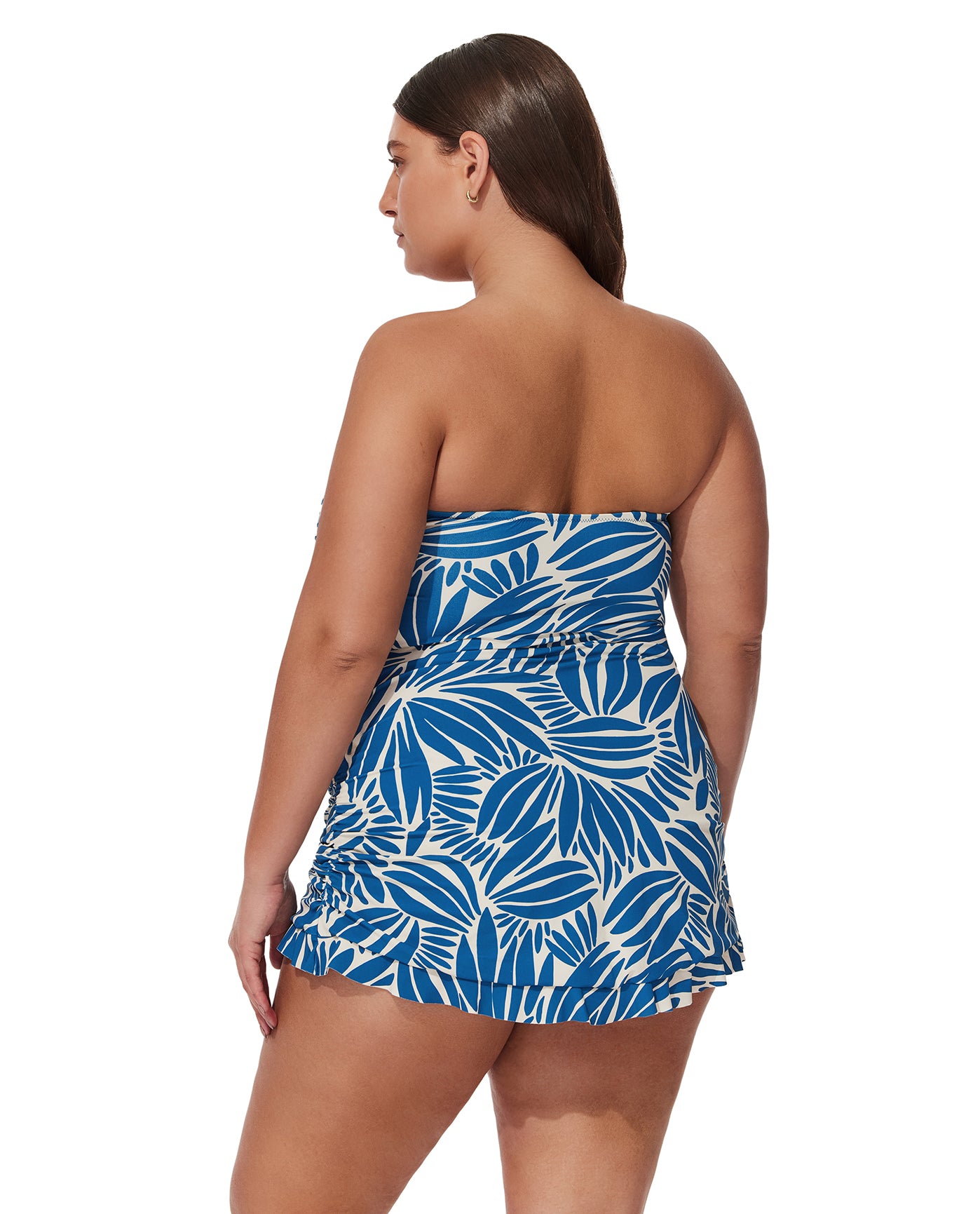 Comeback Plus Size Bandeau Swimdress -Petr/whi