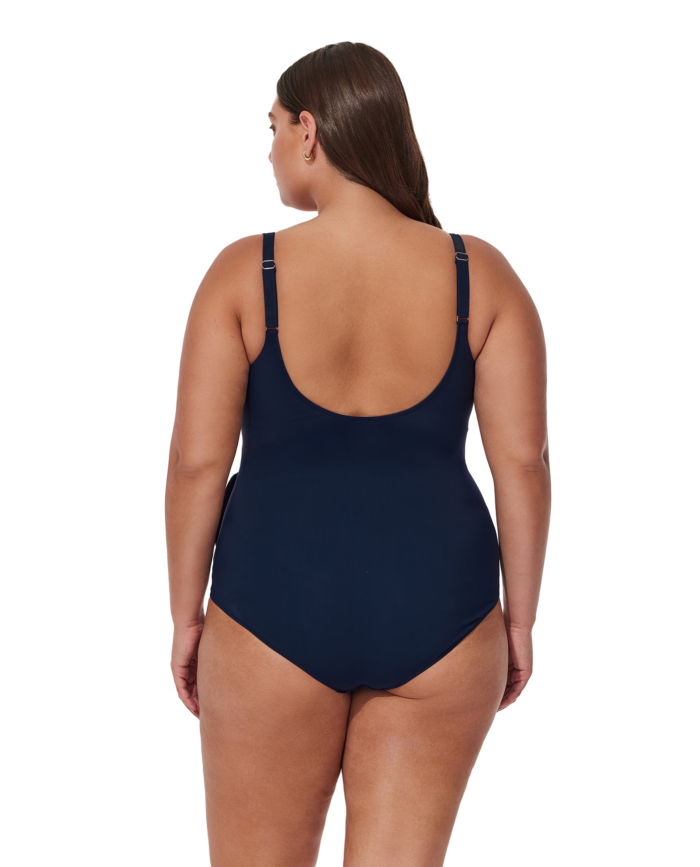 Canva Plus Size Tricolore V Neck Surplice One Piece-Navy