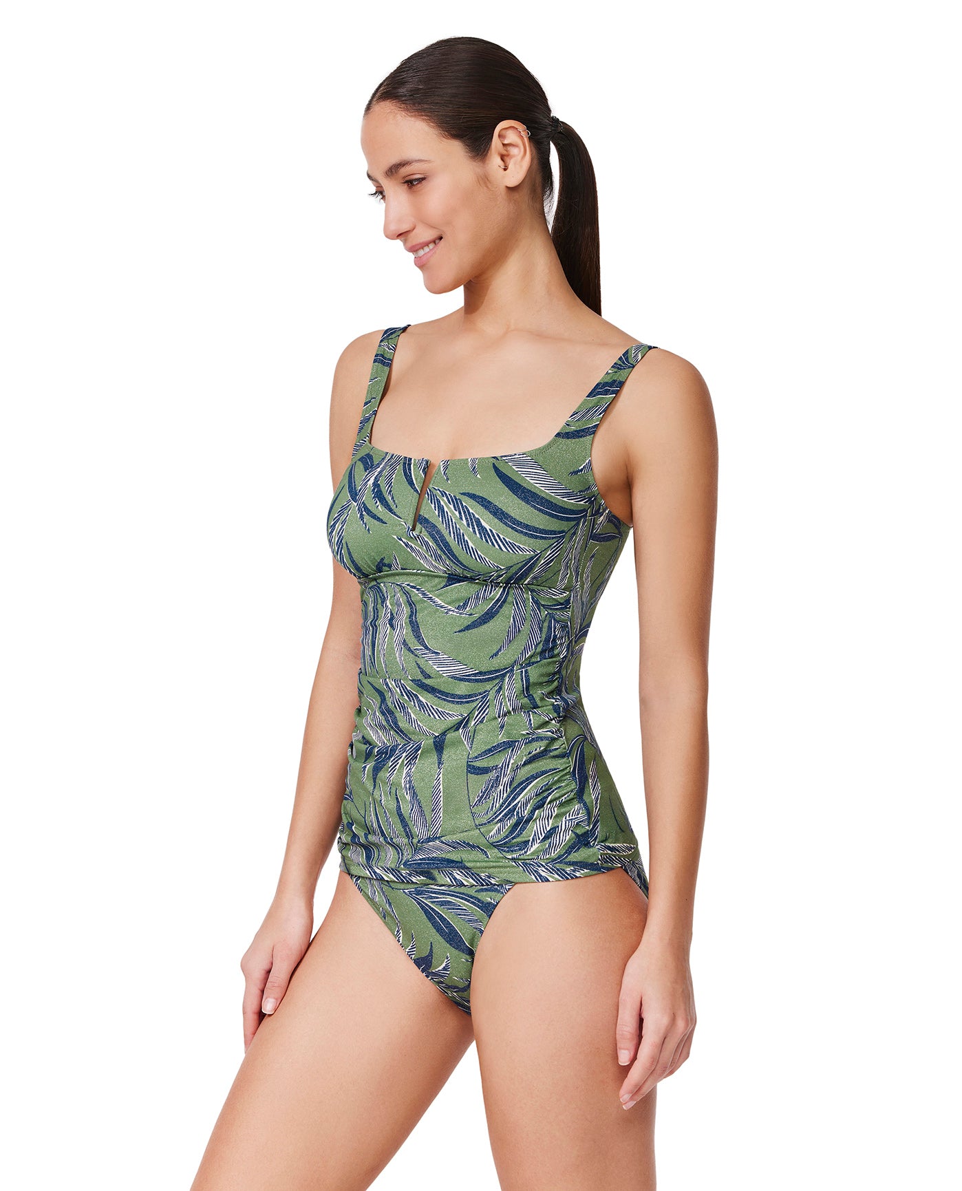 La Palm U Wire Tankini Top -Dusk green