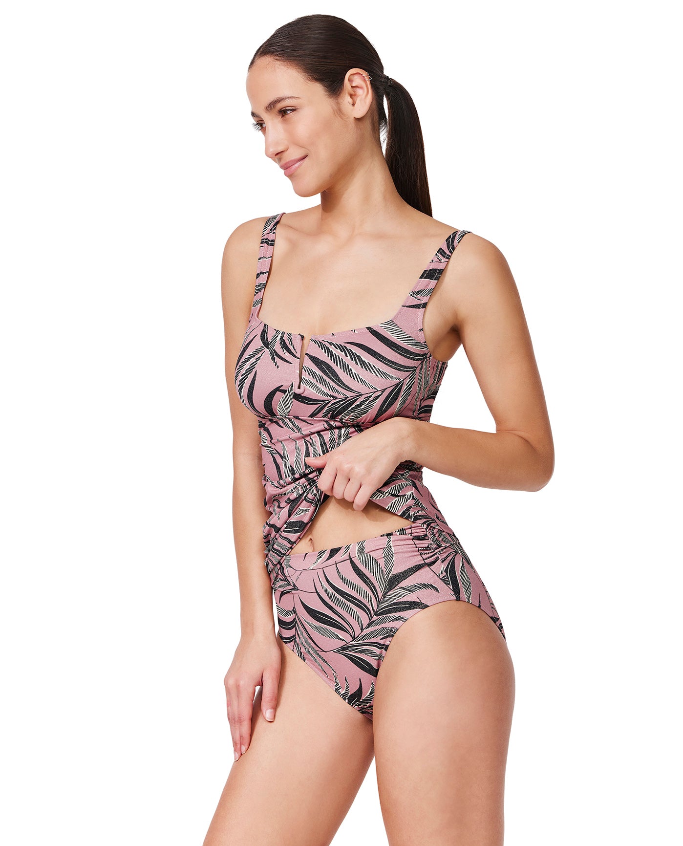 La Palm U Wire Tankini Top -Dusk pink