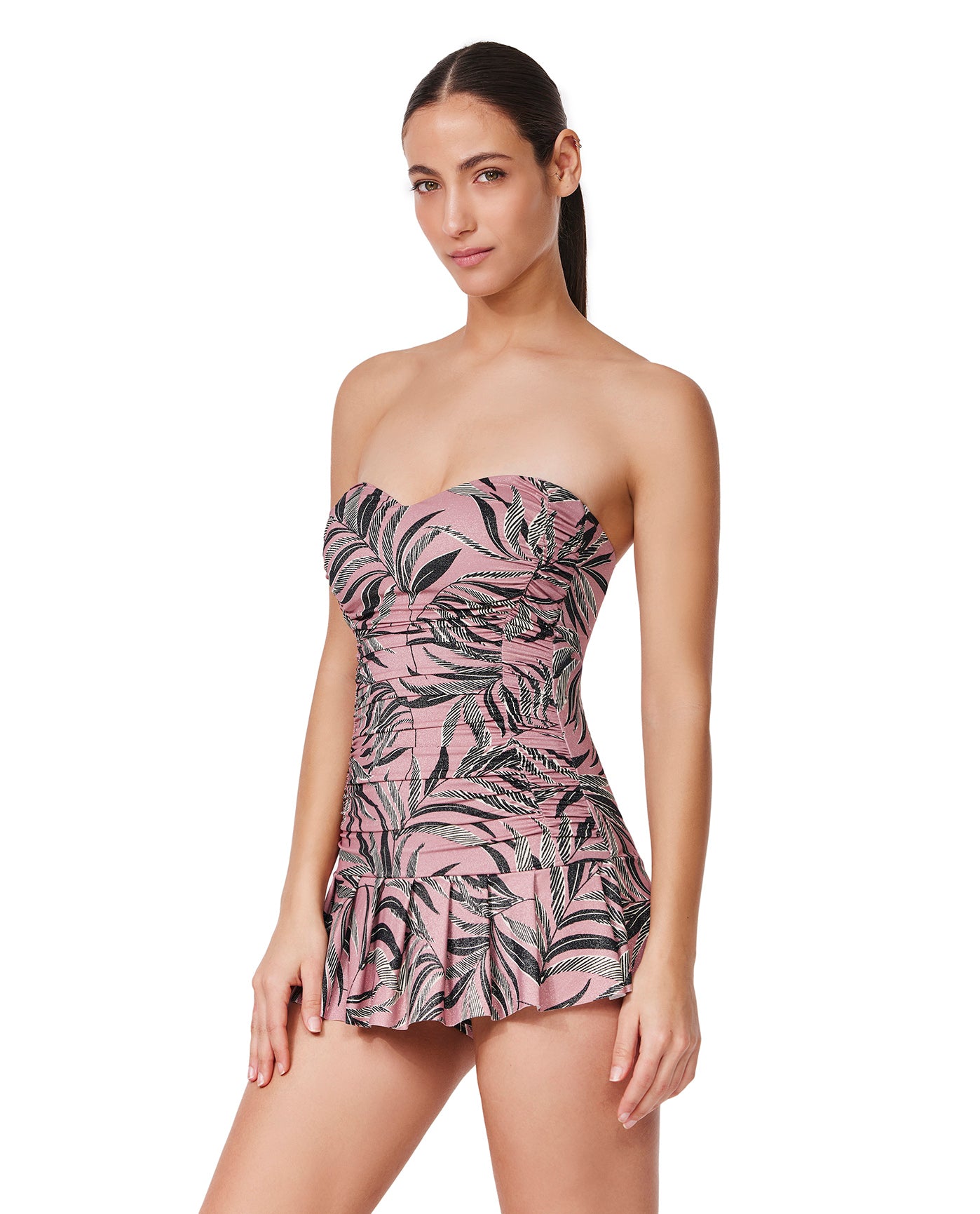 La Palm Bandeau Swimdress -Dusk pink