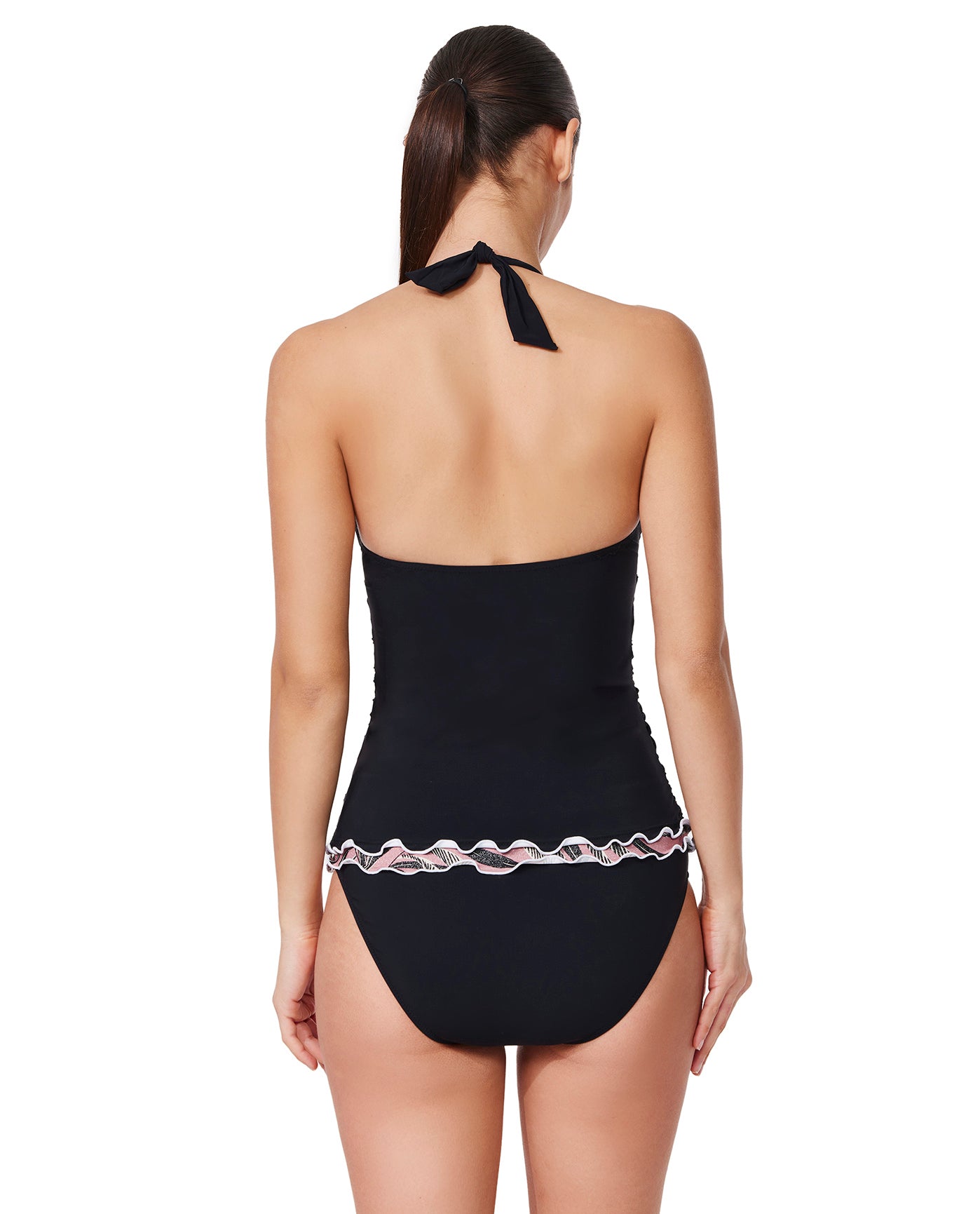 Palmita Halter Tankini Top -Black