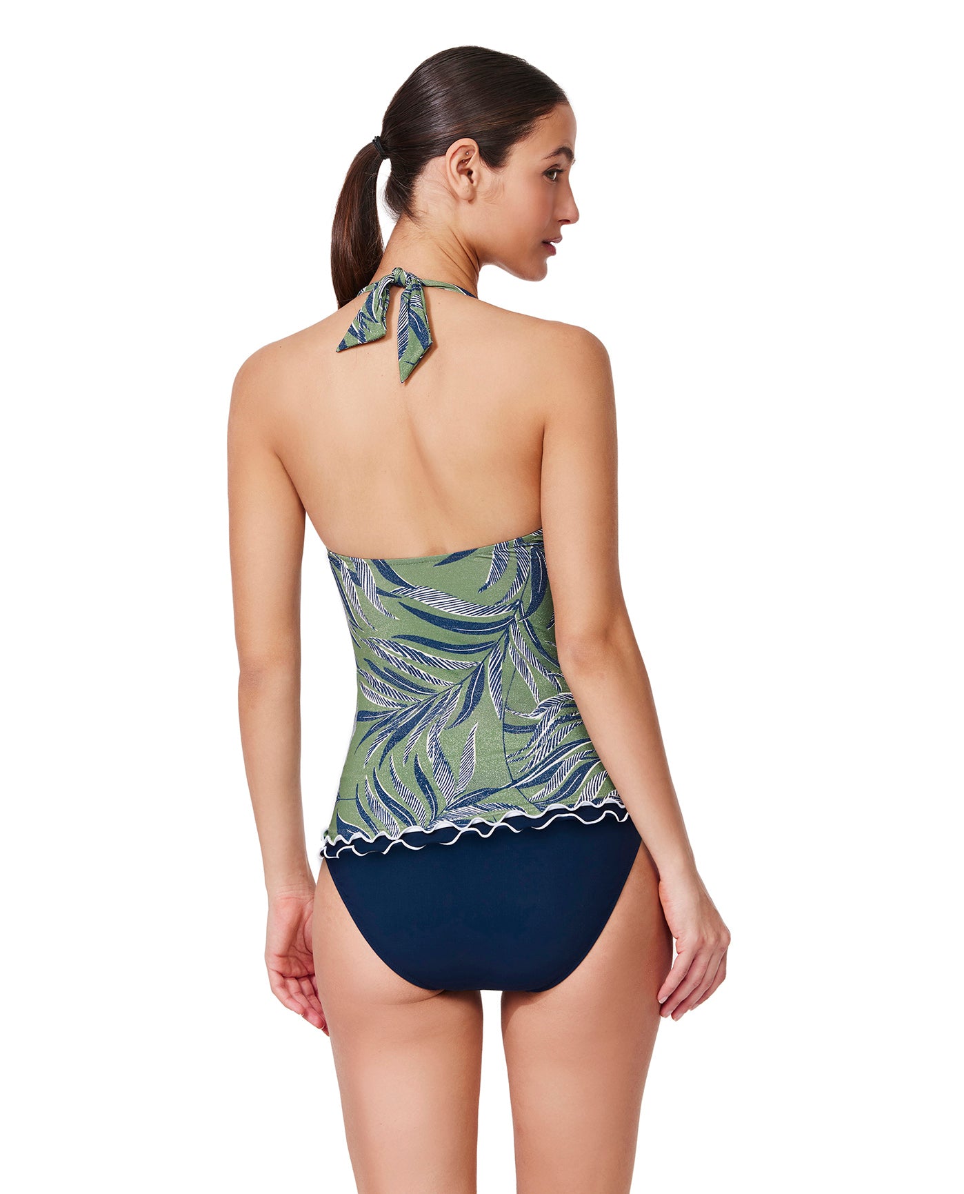 Palmita Halter Tankini Top -Dusk green
