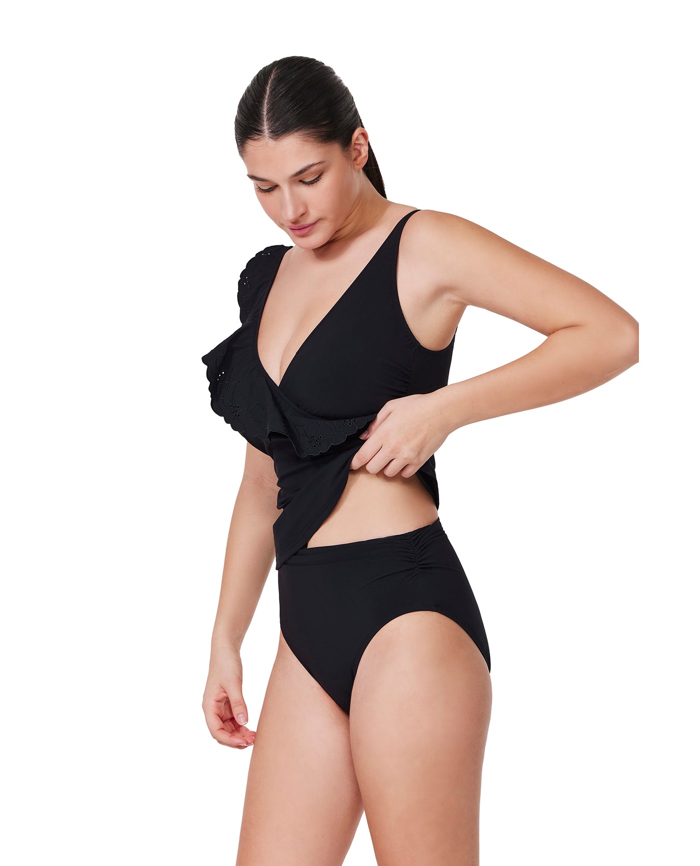 Bachelorette Ruffle V-Neck Surplice Tankini Top