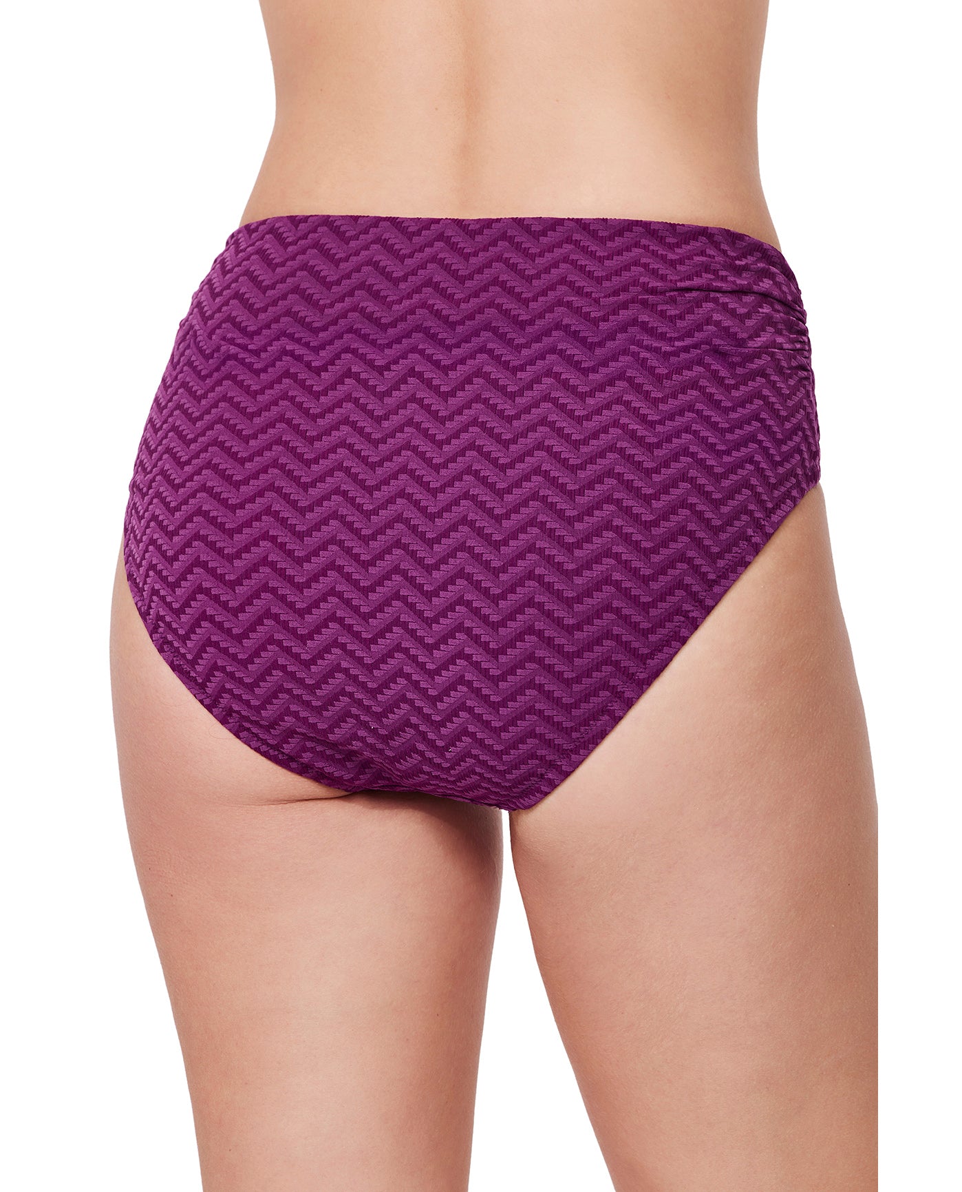Medina Textured Shirred High Waist Swim Bottom-Wine