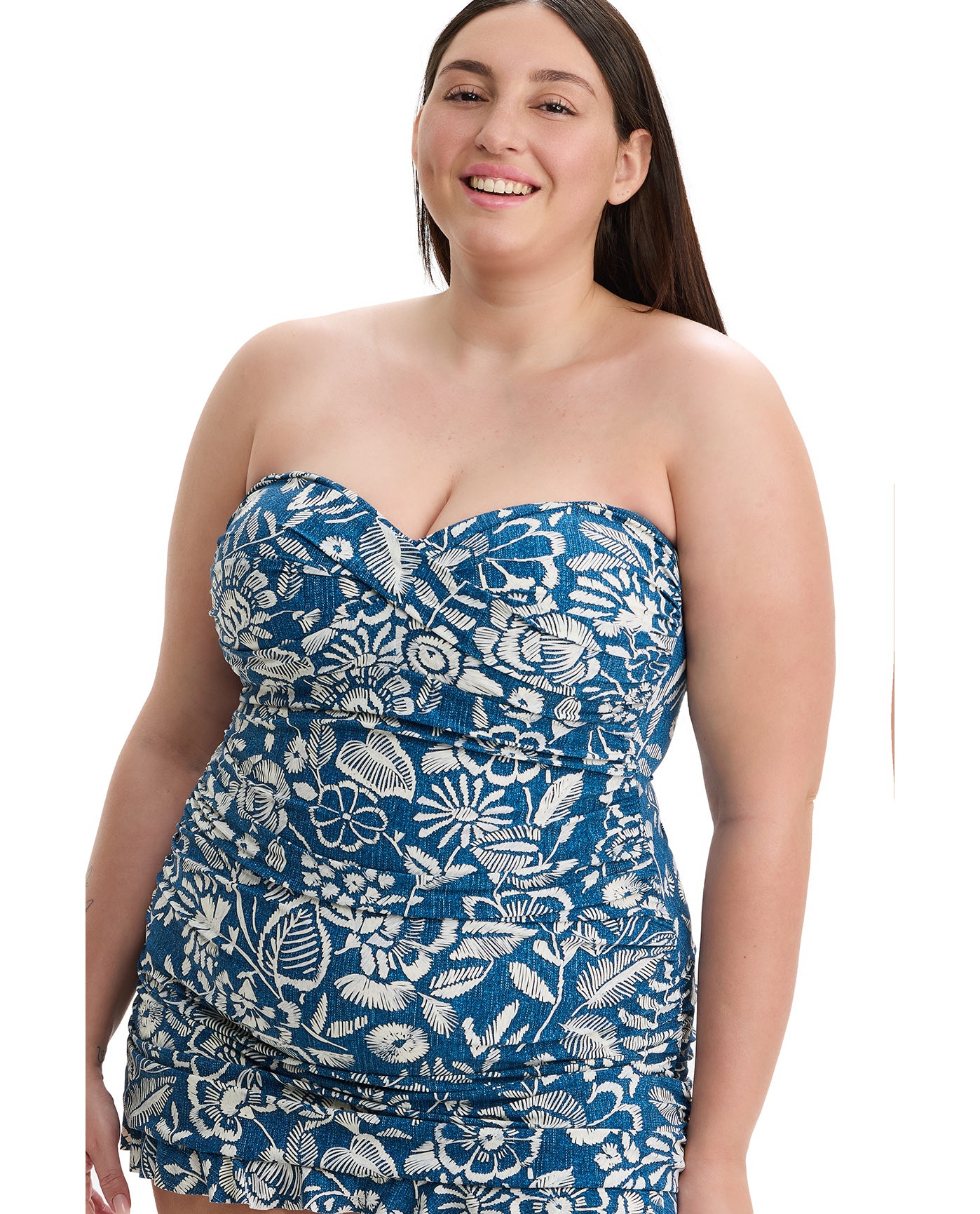 Profile by GottexGarden Mist Plus Size Bandeau Swimdress-DenimSwimdresses