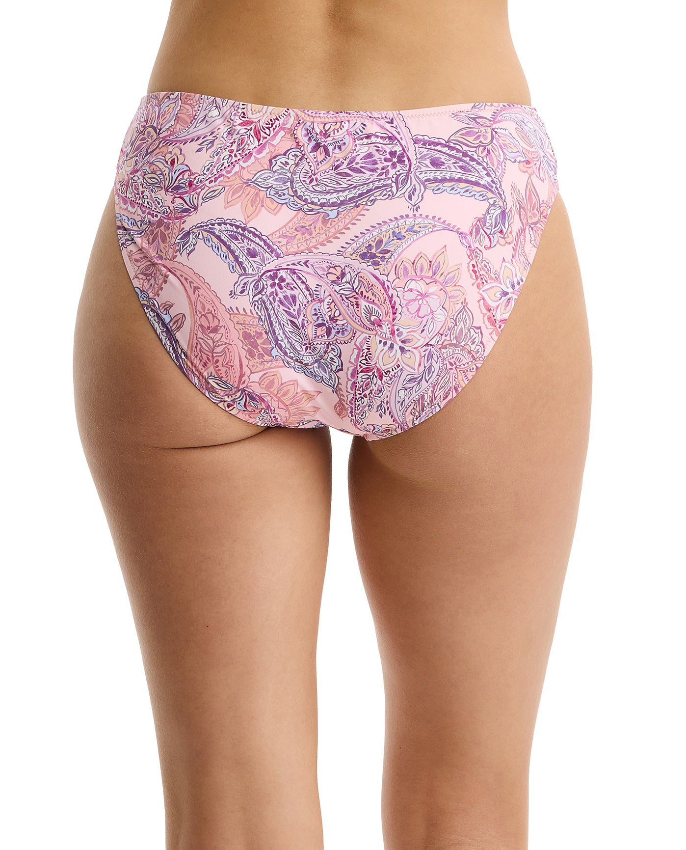 Boho Bloom Mid Rise Swim Bottom -Pink Multi