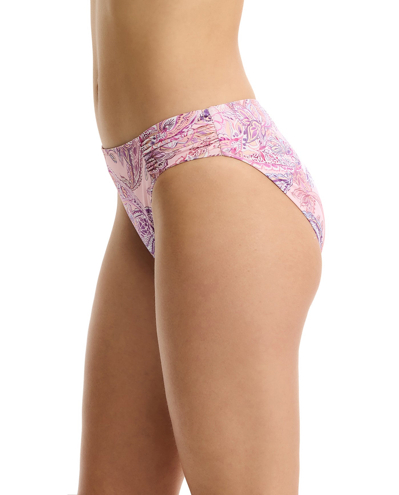 Boho Bloom Mid Rise Swim Bottom -Pink Multi