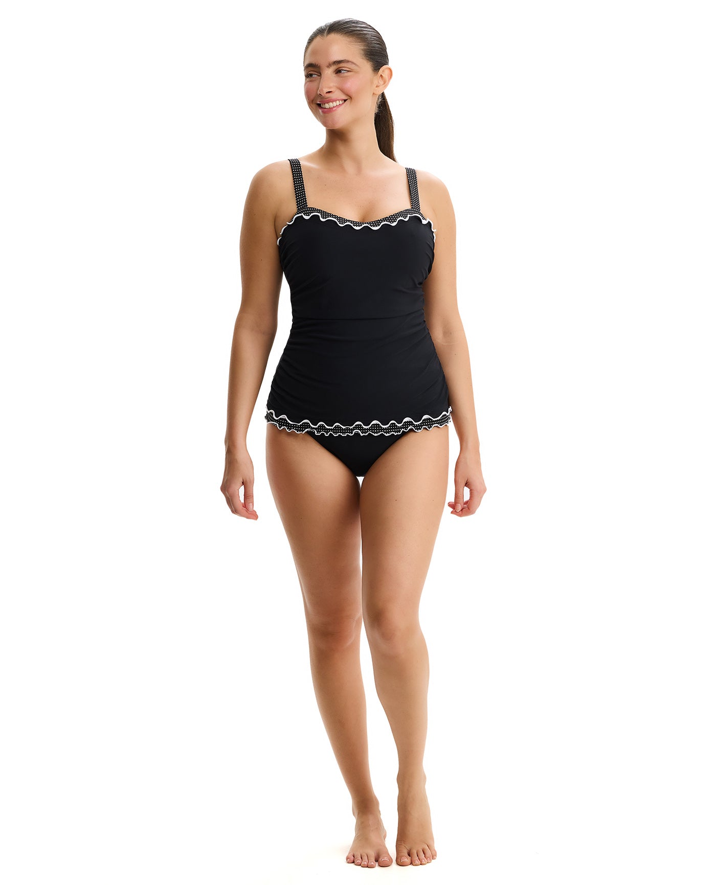Dottie Delight E-Cup Tankini Top -Black