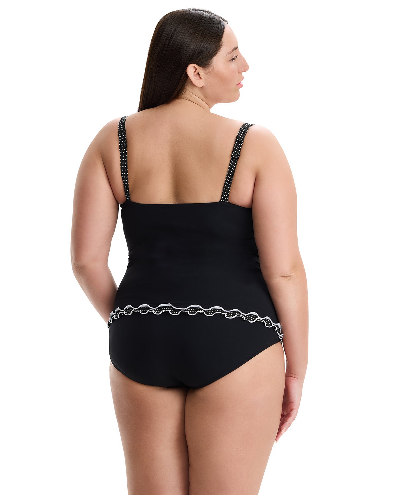 Dottie Delight Plus Size Tankini Top-Black