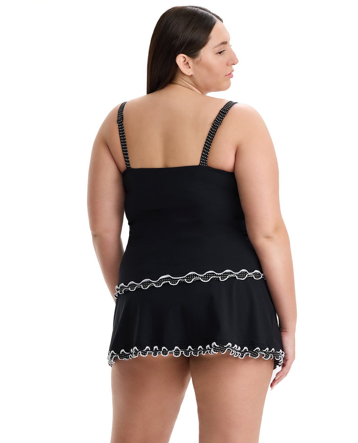 Dottie Delight Plus Size Tankini Top-Black