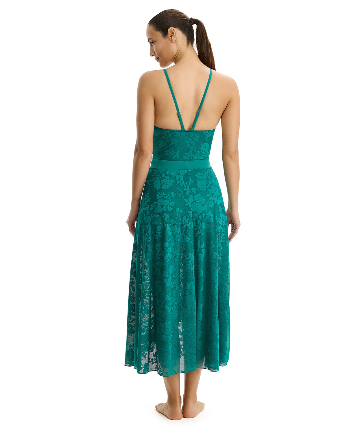 Profile by Gottex Chantilly Lace Textured High Low Skirt Cover-Up-Emerald